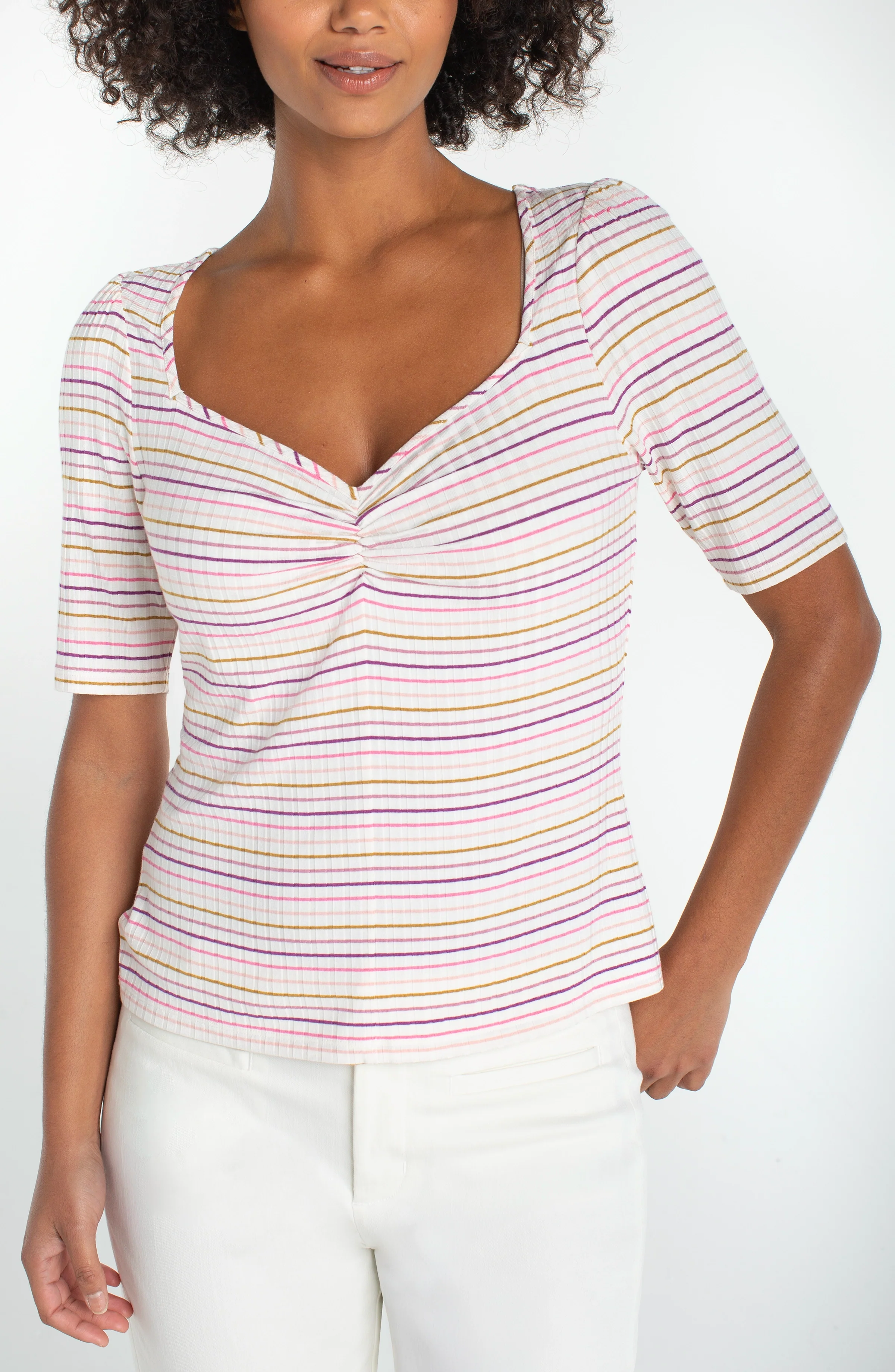 1/2 SLEEVE SWEETHEART KNIT TOP