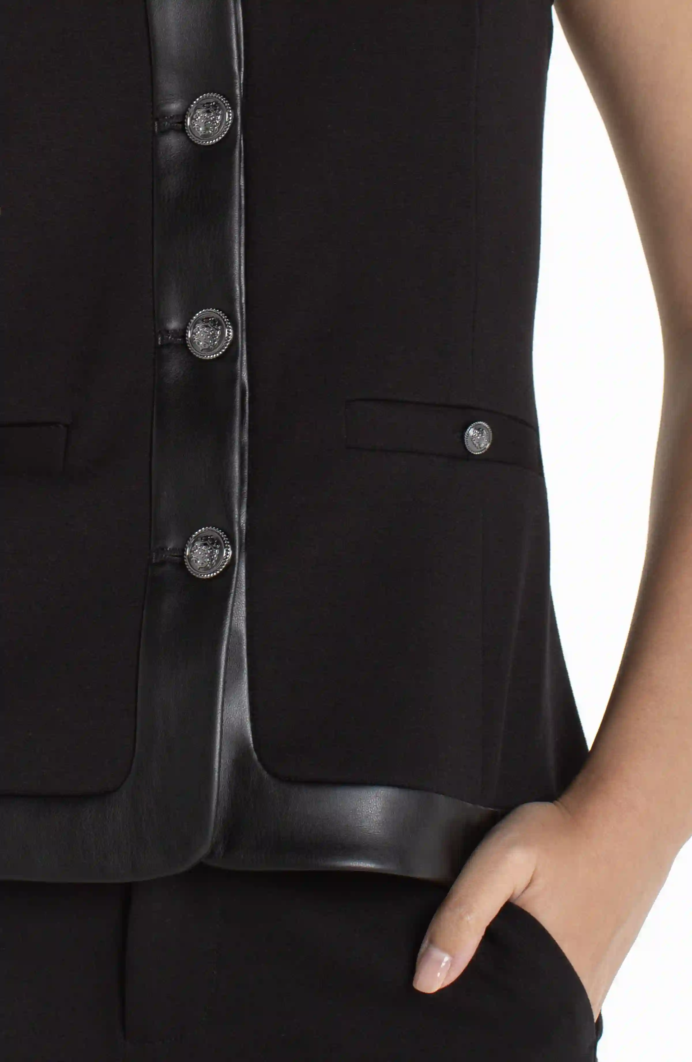 BOATNECK VEST W/ FAUX LEATHER TRIM - Image 3