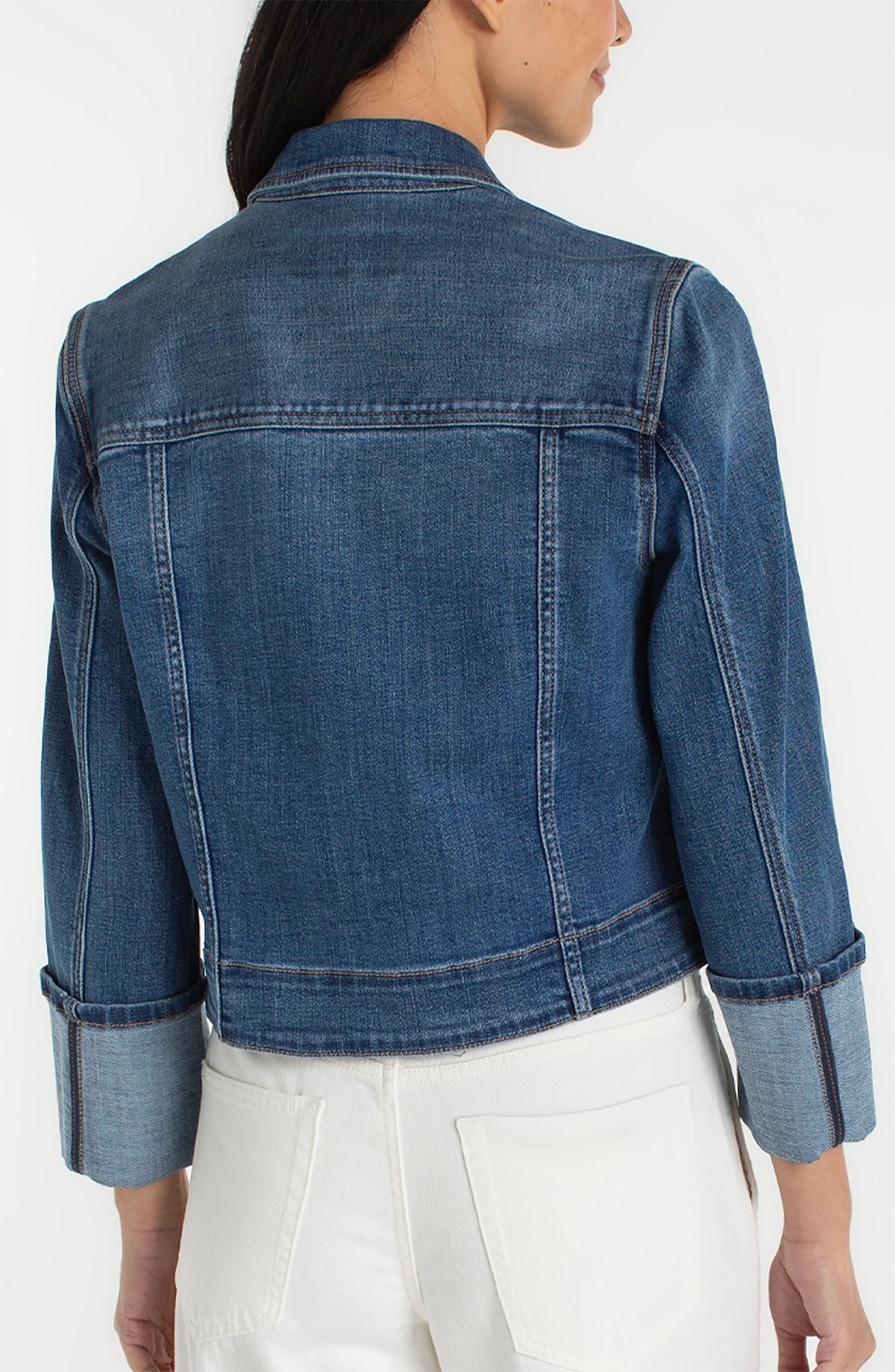 PETITE BRACELET LENGTH HIGH CUFF TRUCKER JACKET - Image 3