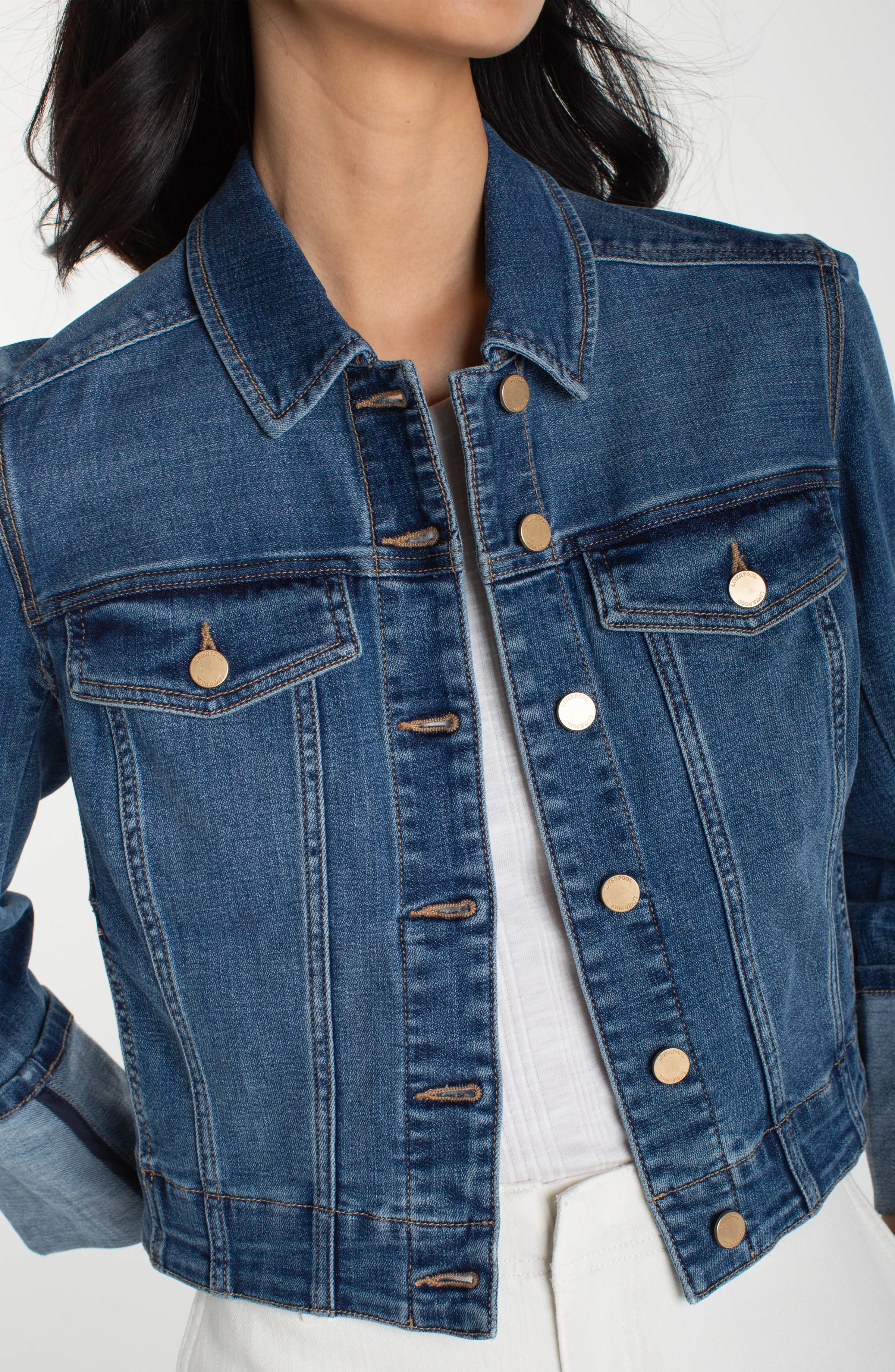PETITE BRACELET LENGTH HIGH CUFF TRUCKER JACKET - Image 4