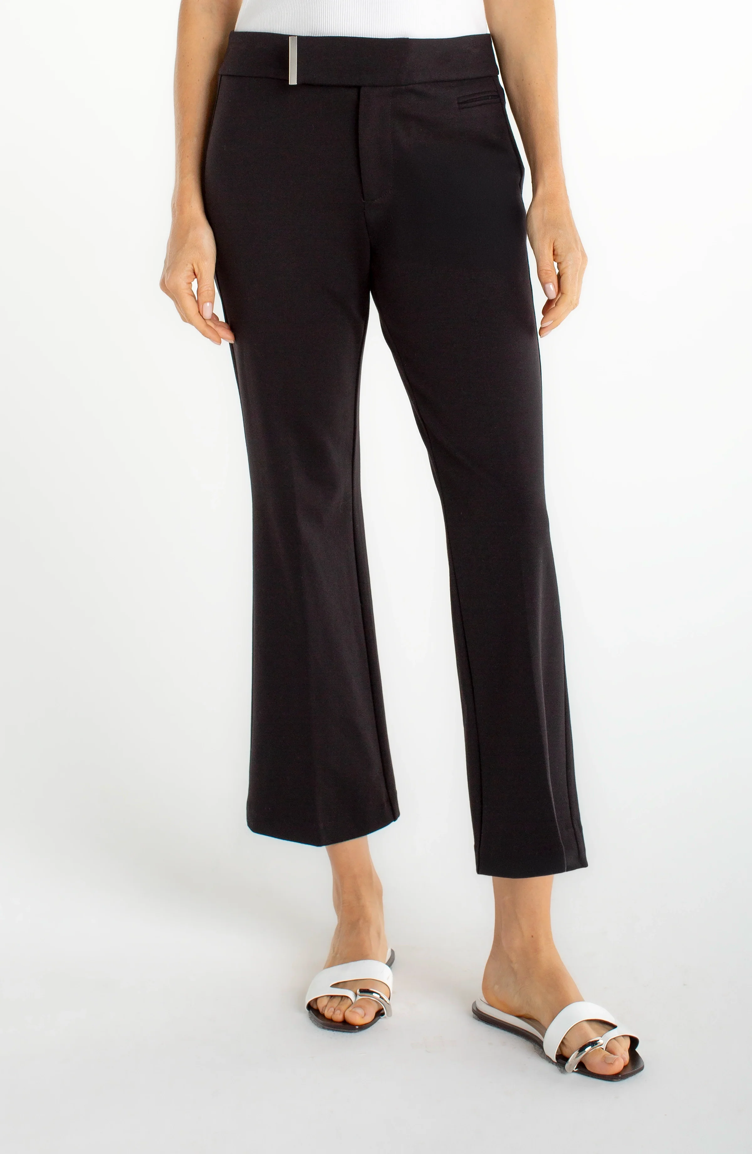 CROP FLARE WITH EXTENDED TAB WAISTBAND