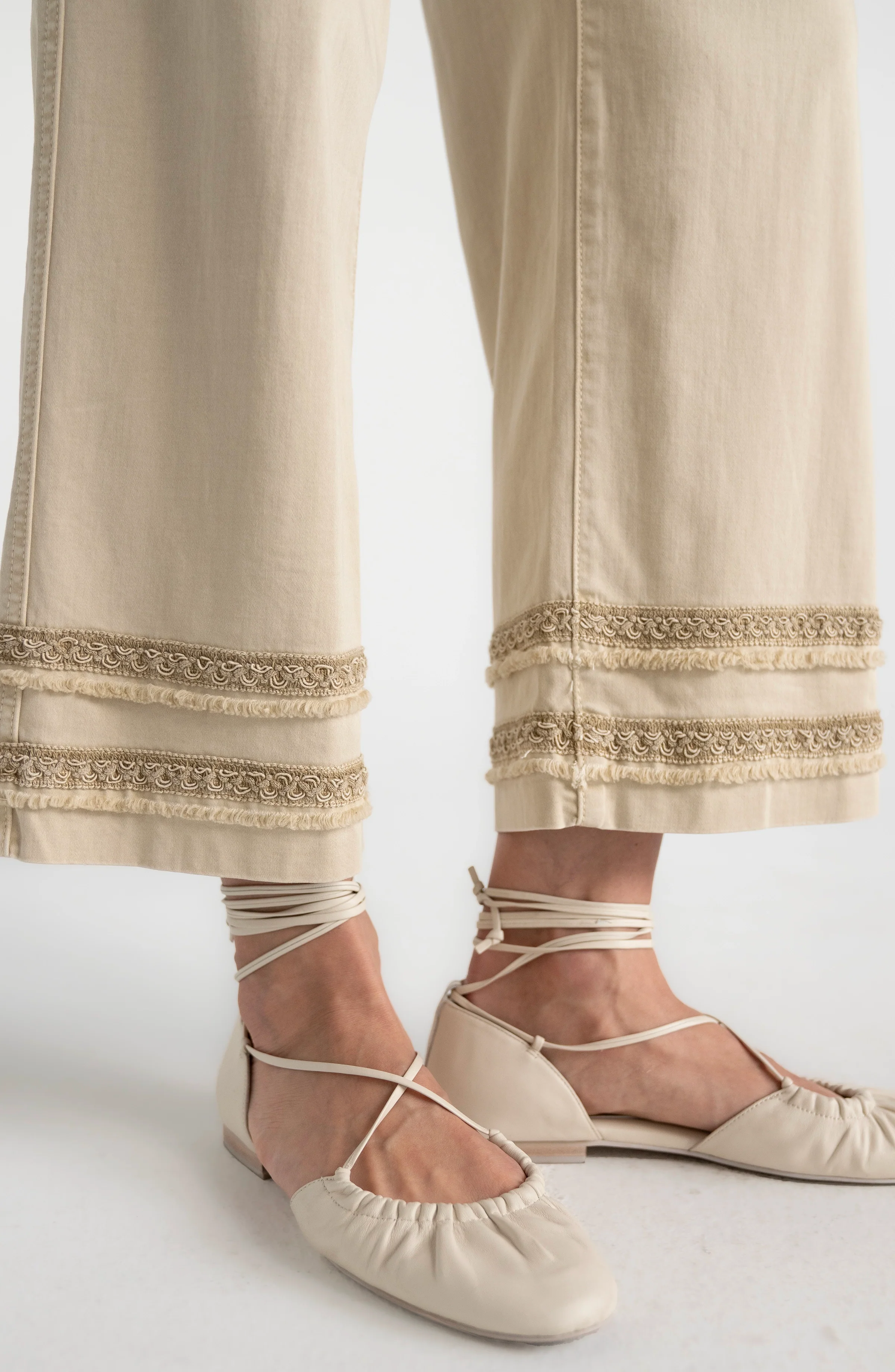 CROP WIDE LEG W/ FRAY & LACE - Image 3