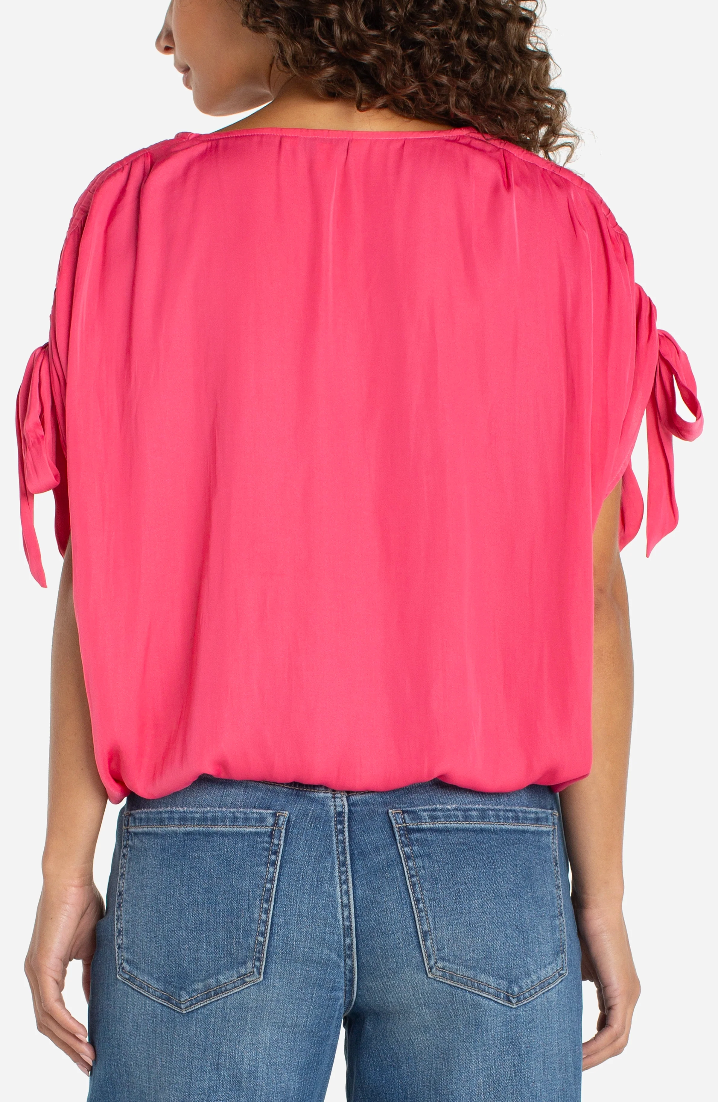 DOLMAN V-NECK WOVEN TOP W/ TIES - Image 3