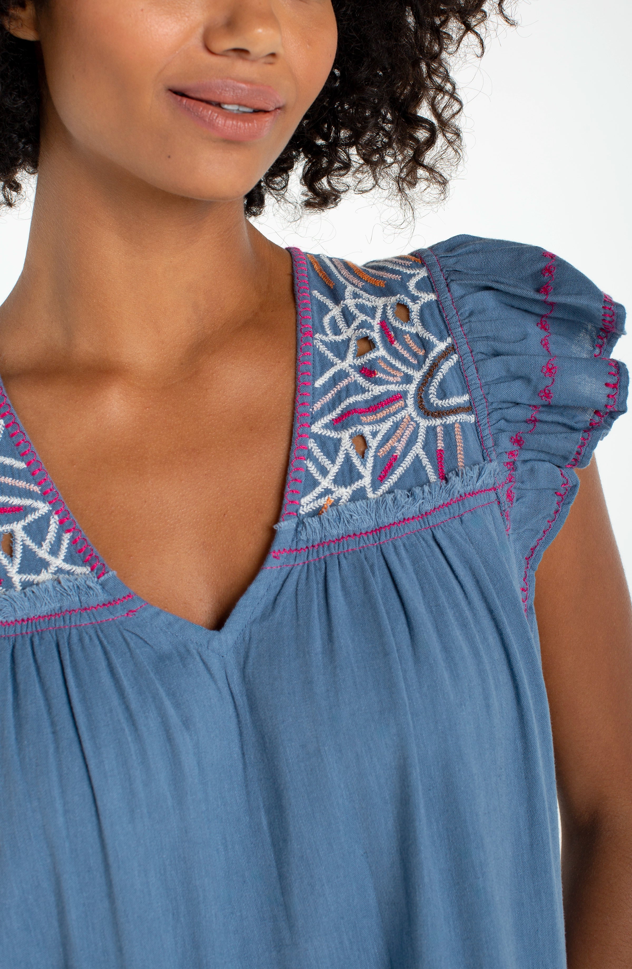 FLUTTER SLEEVE V-NECK WOVEN DRESS - Image 3