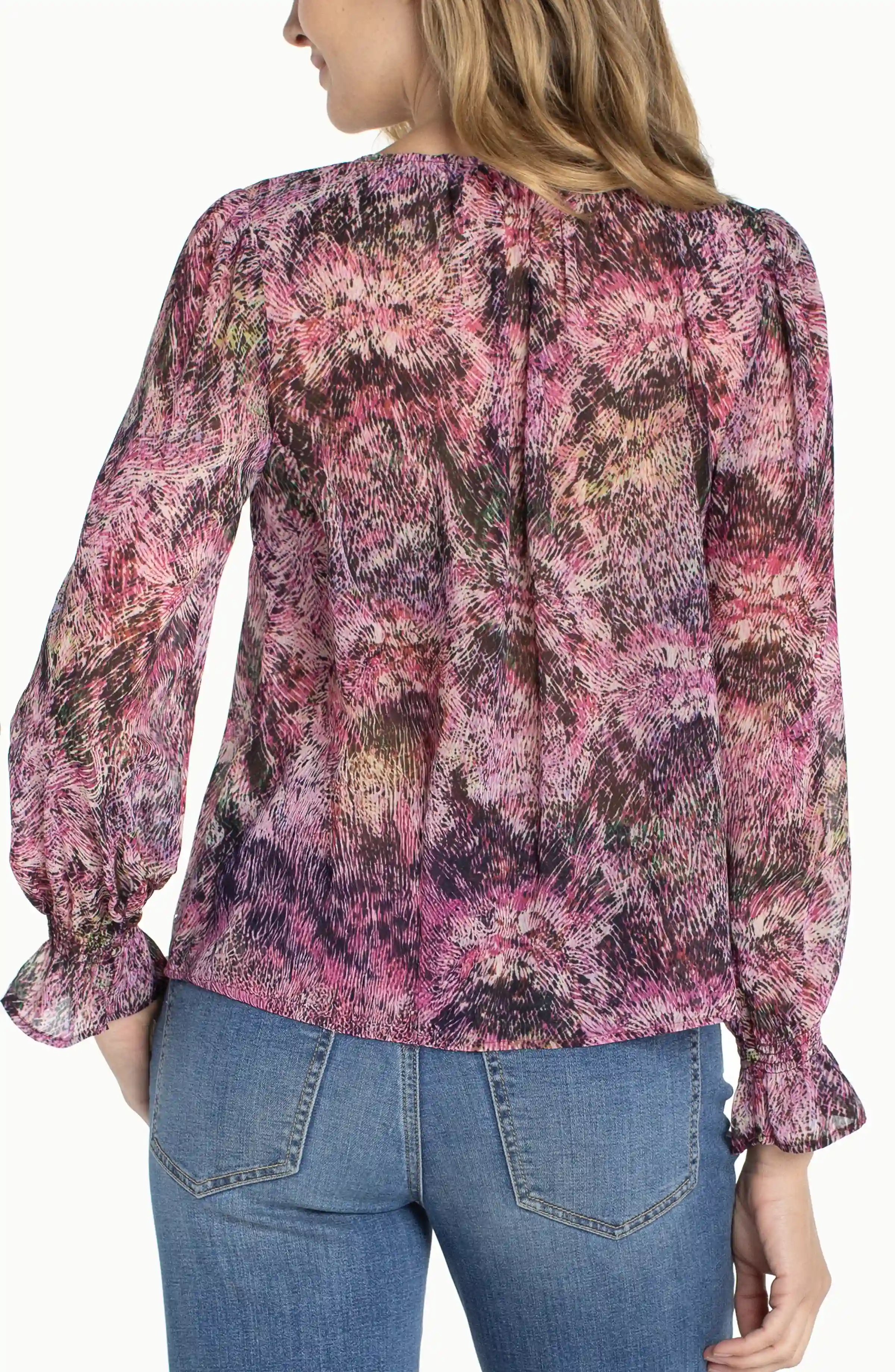 BUTTON FRONT WOVEN TOP W/ SMOCKING - Image 2