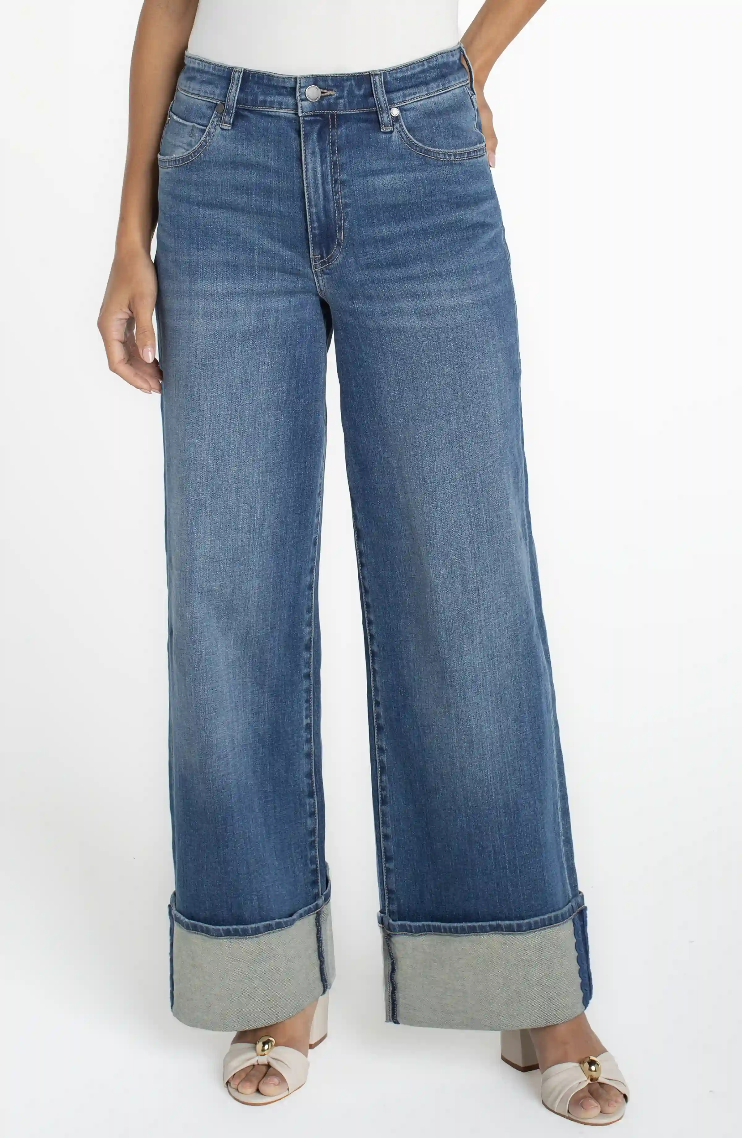 MORGAN CUFFED CROP WIDE LEG W/TRIM