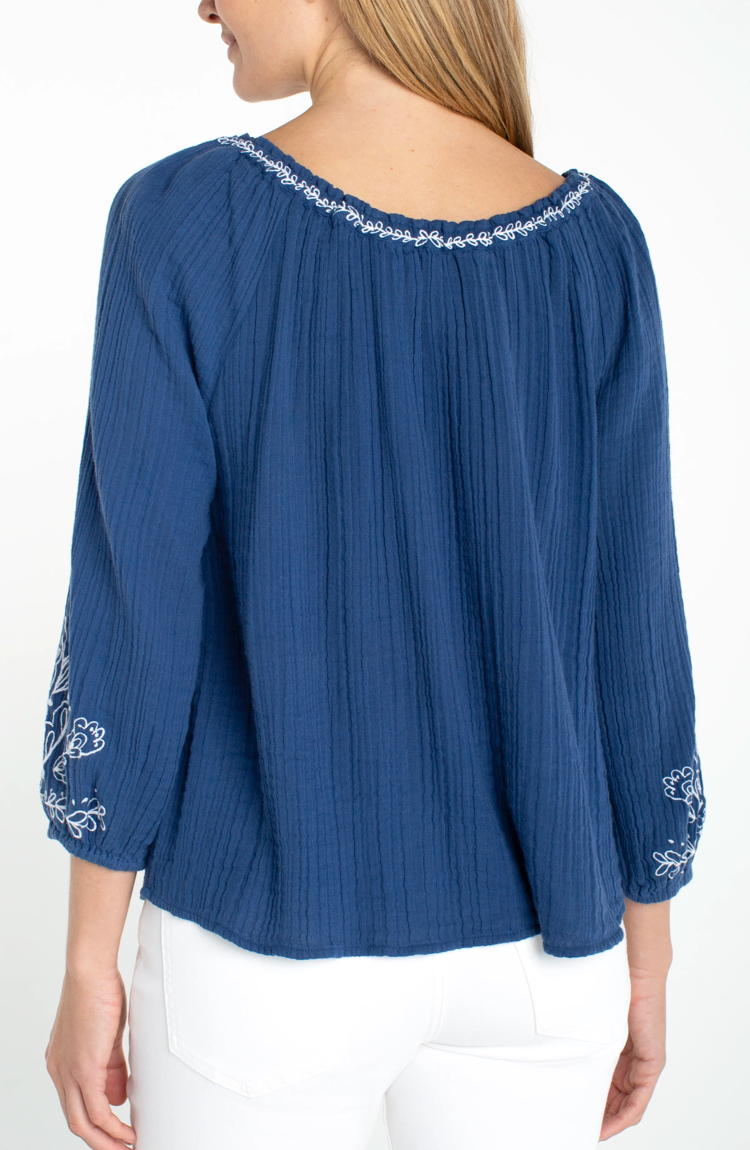 PETITE 3/4 SLEEVE WOVEN TOP - Image 2
