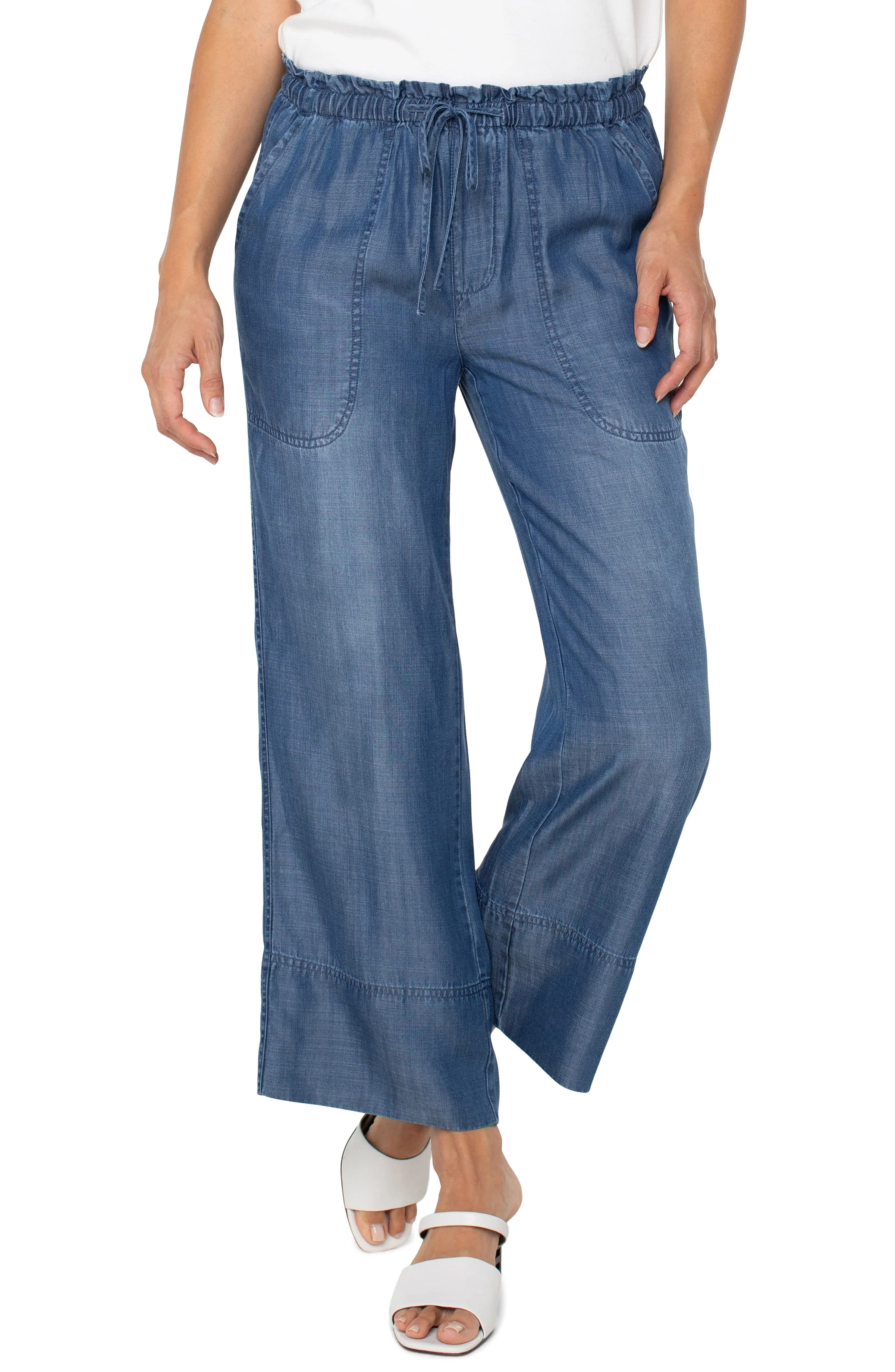 PETITE PULL-ON TIE WAIST WIDE LEG ANKLE - Image 3