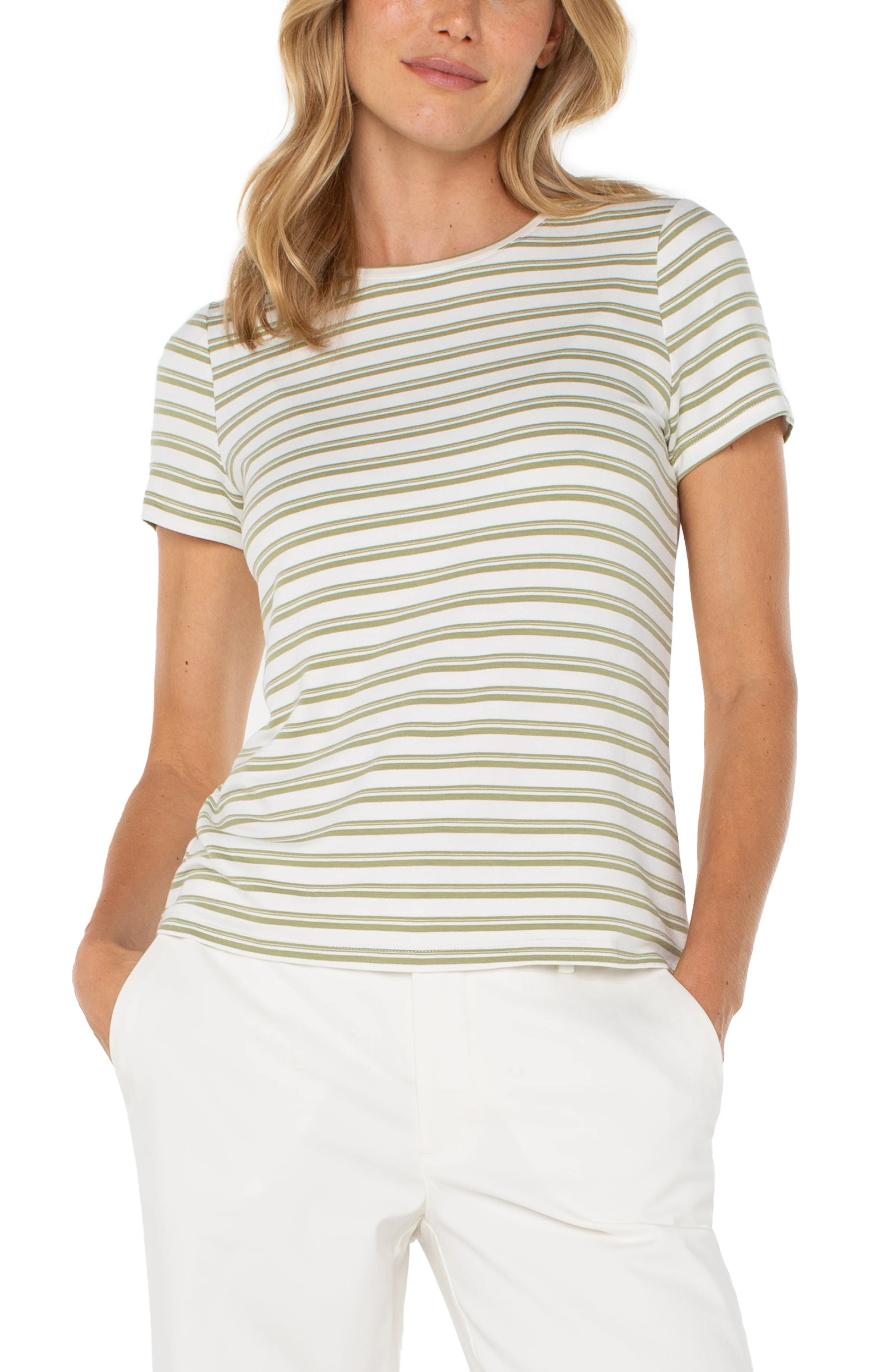 PETITE SHORT SLEEVE CREW NECK CLASSIC KNIT TEE