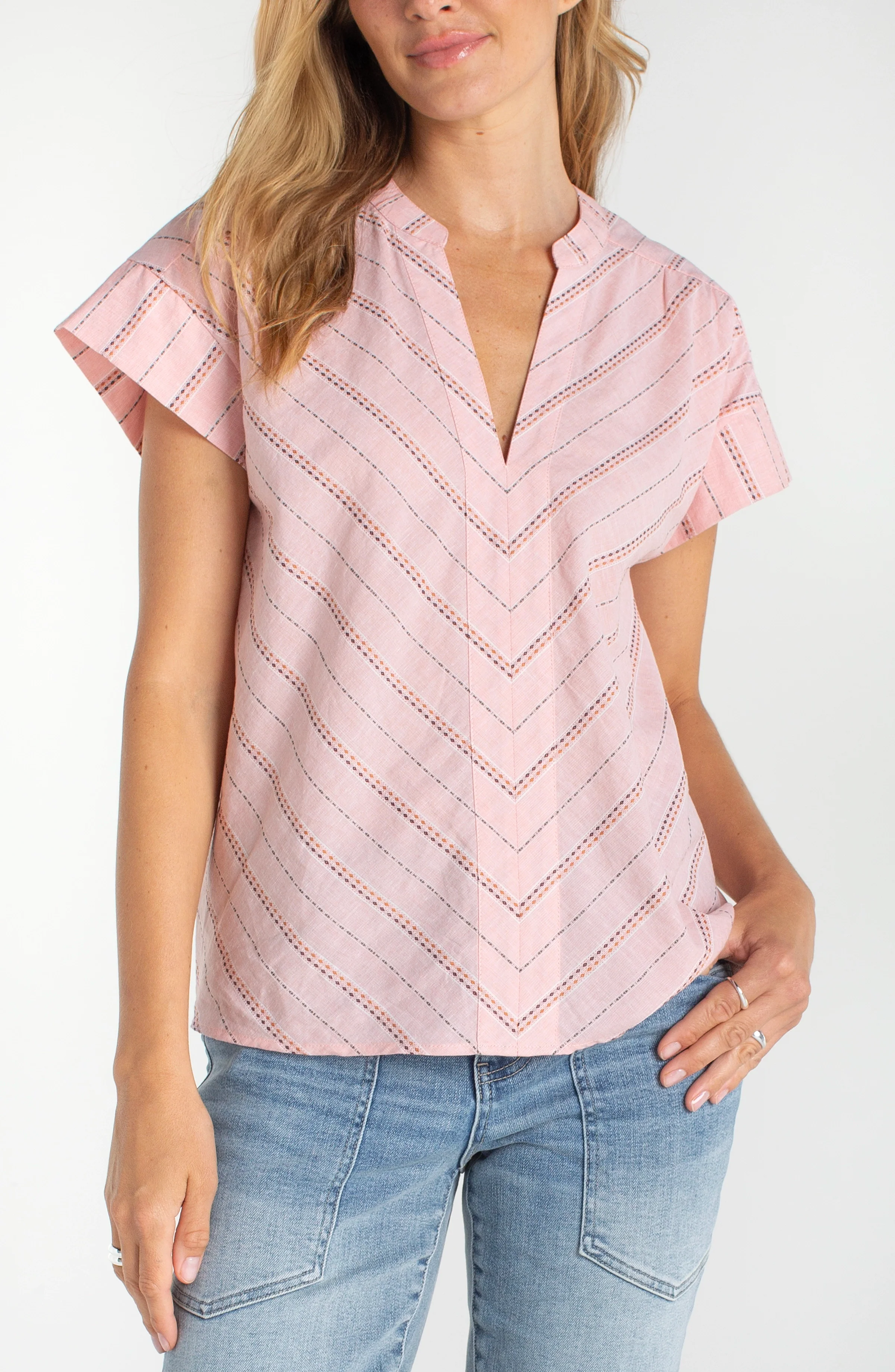 SHORT SLEEVE POPOVER WOVEN TOP - Image 4