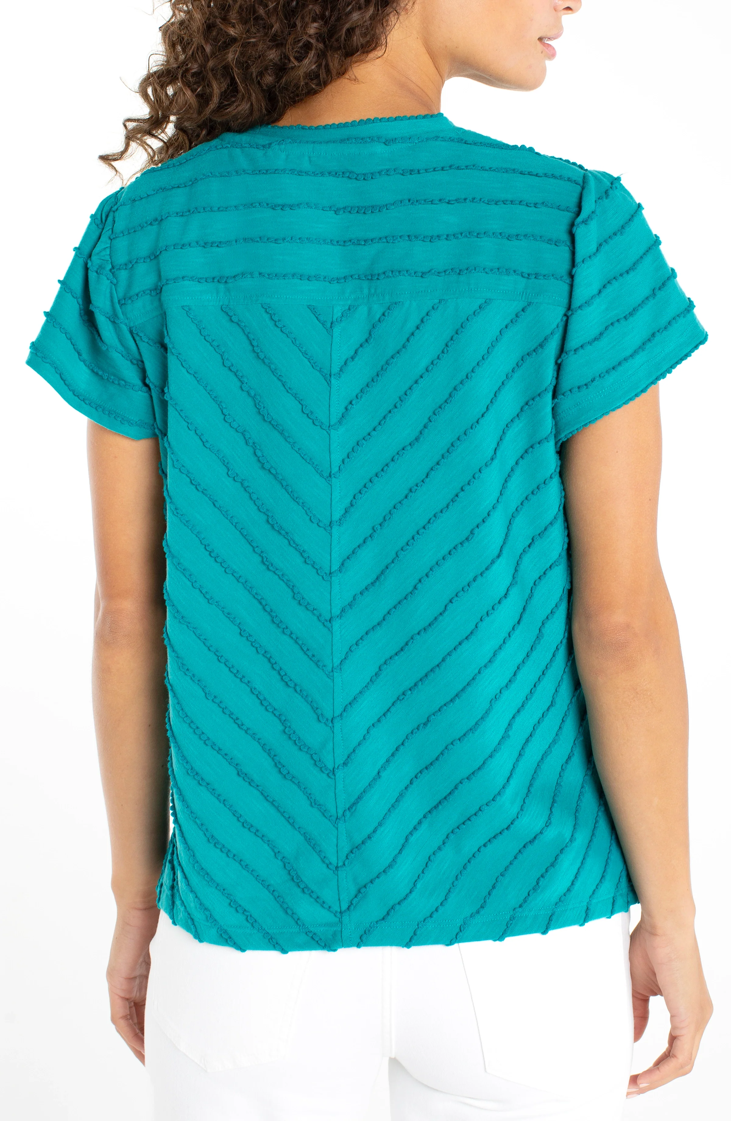 PETITE SHORT SLEEVE V-NECK KNIT TOP - Image 3