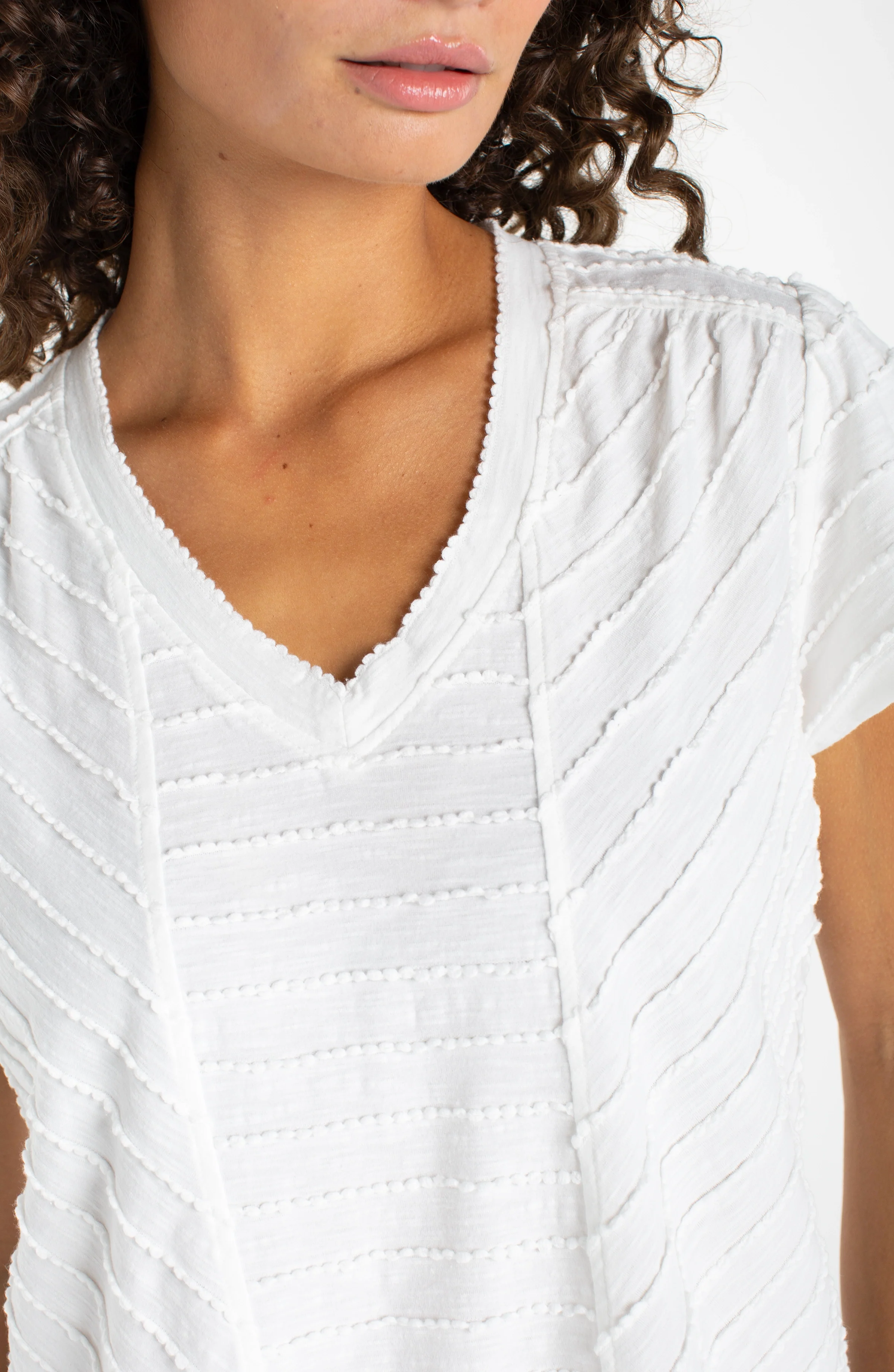 PETITE SHORT SLEEVE V-NECK KNIT TOP - Image 2