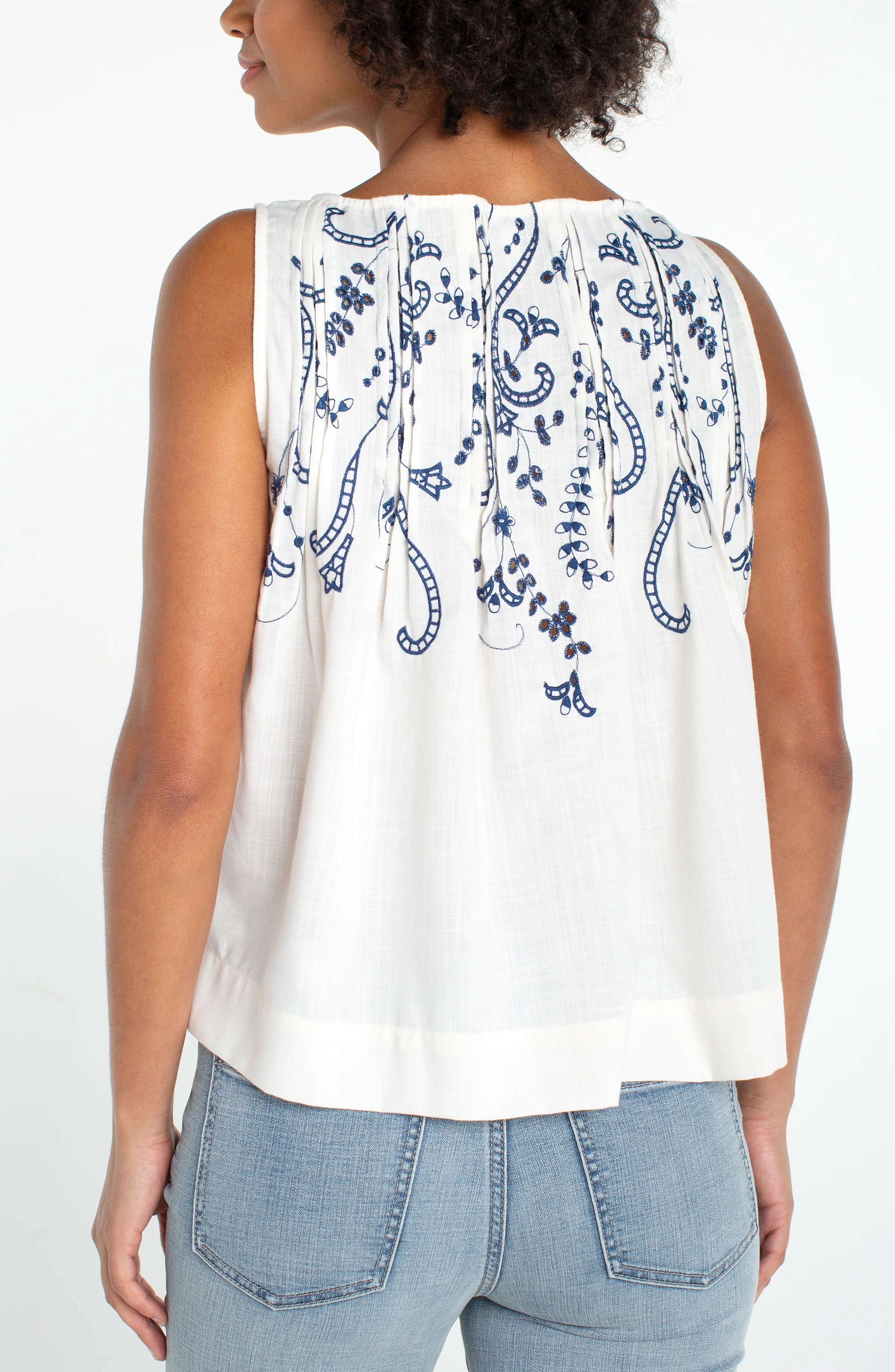 PETITE SLEEVELESS BOAT NECK WOVEN TOP - Image 3