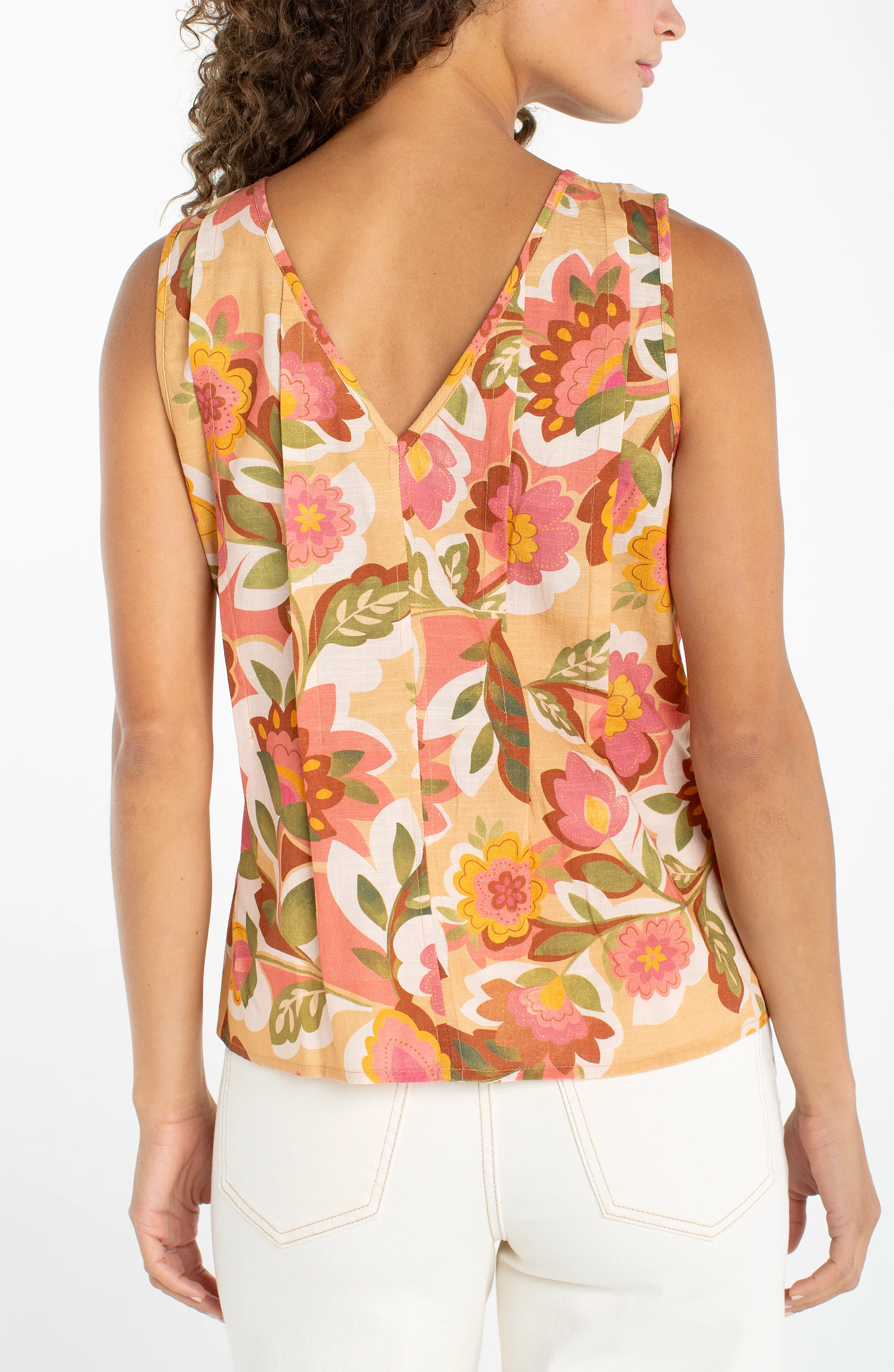 PETITE SLEEVELESS V-NECK WOVEN TOP W/ PINTUCKS - Image 2
