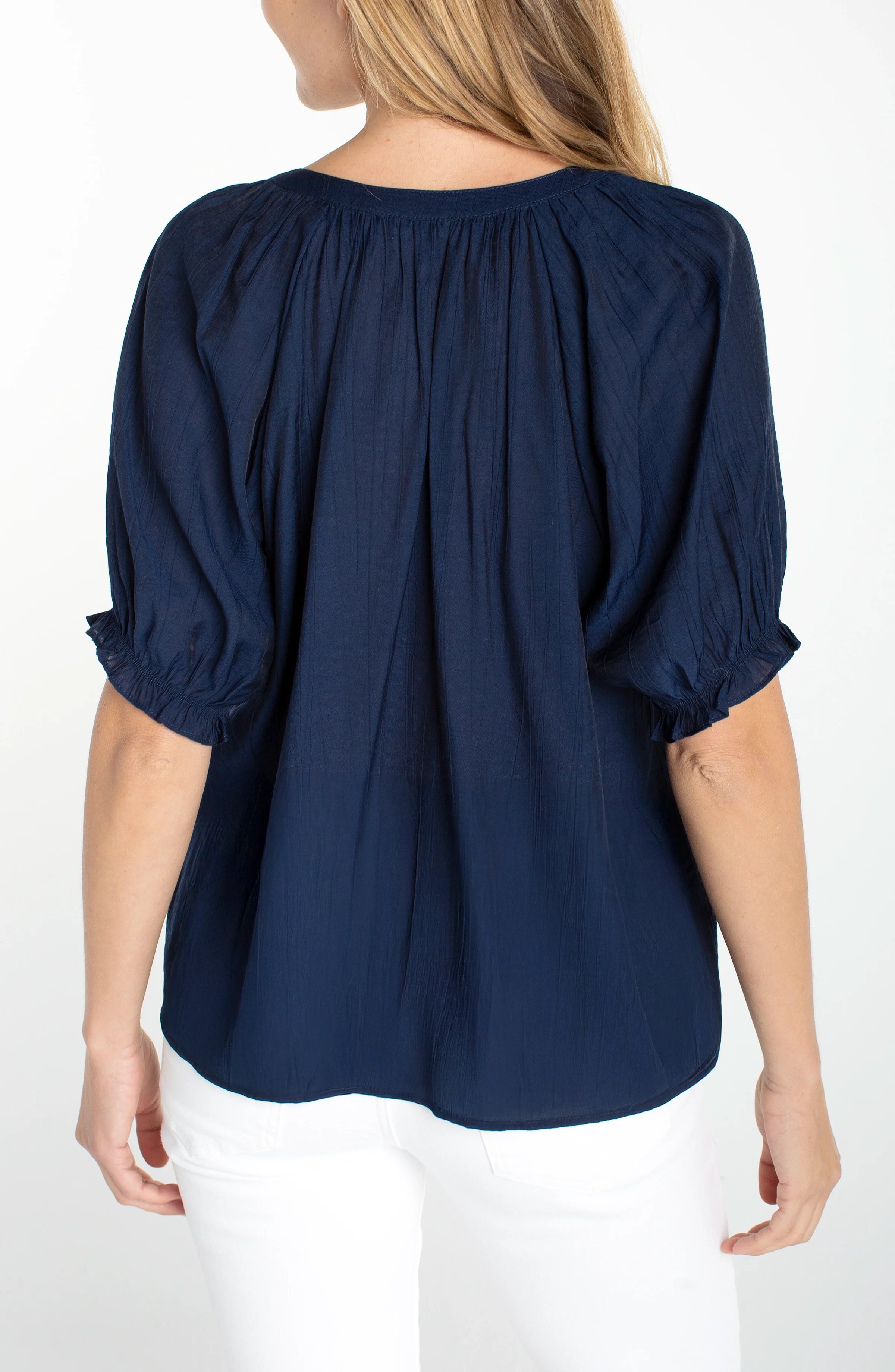 SHORT SLEEVE HALF PLACKET BLOUSE - Image 2