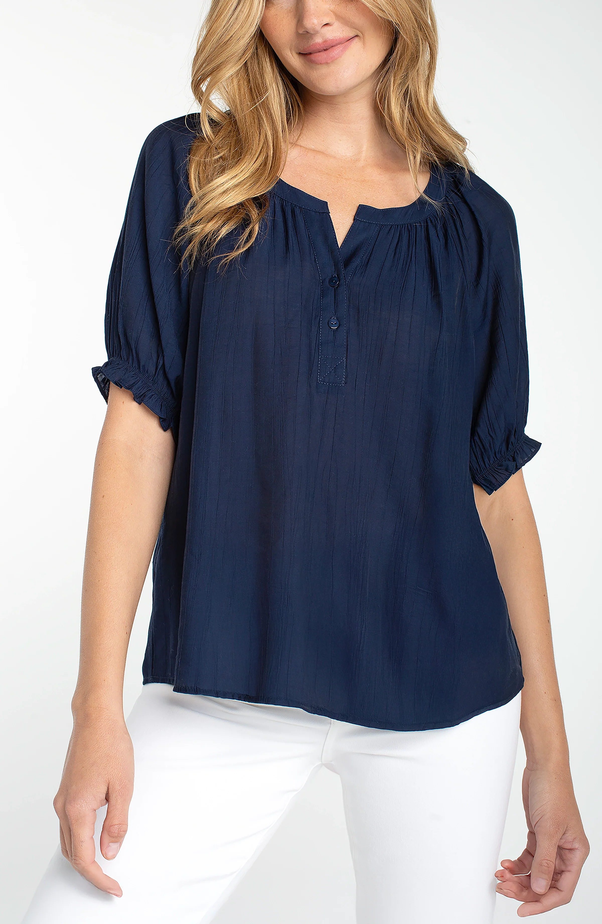 SHORT SLEEVE HALF PLACKET BLOUSE - Image 5