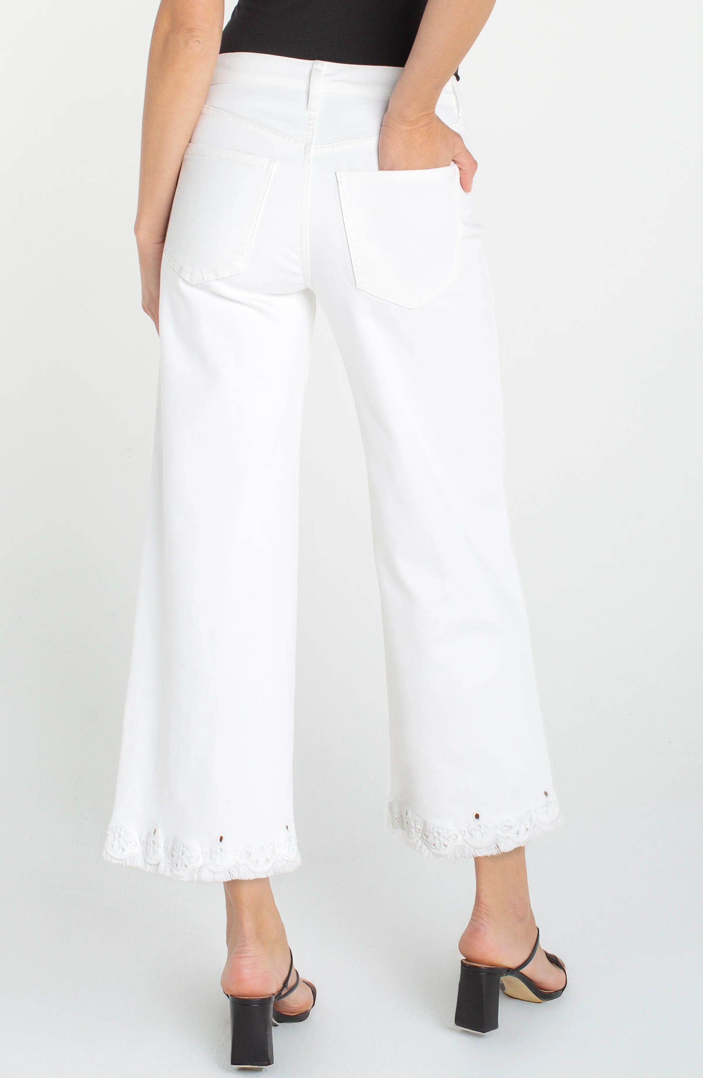 PETITE STRIDE WIDE LEG CROP W/ EMBROIDERED HEM - Image 3