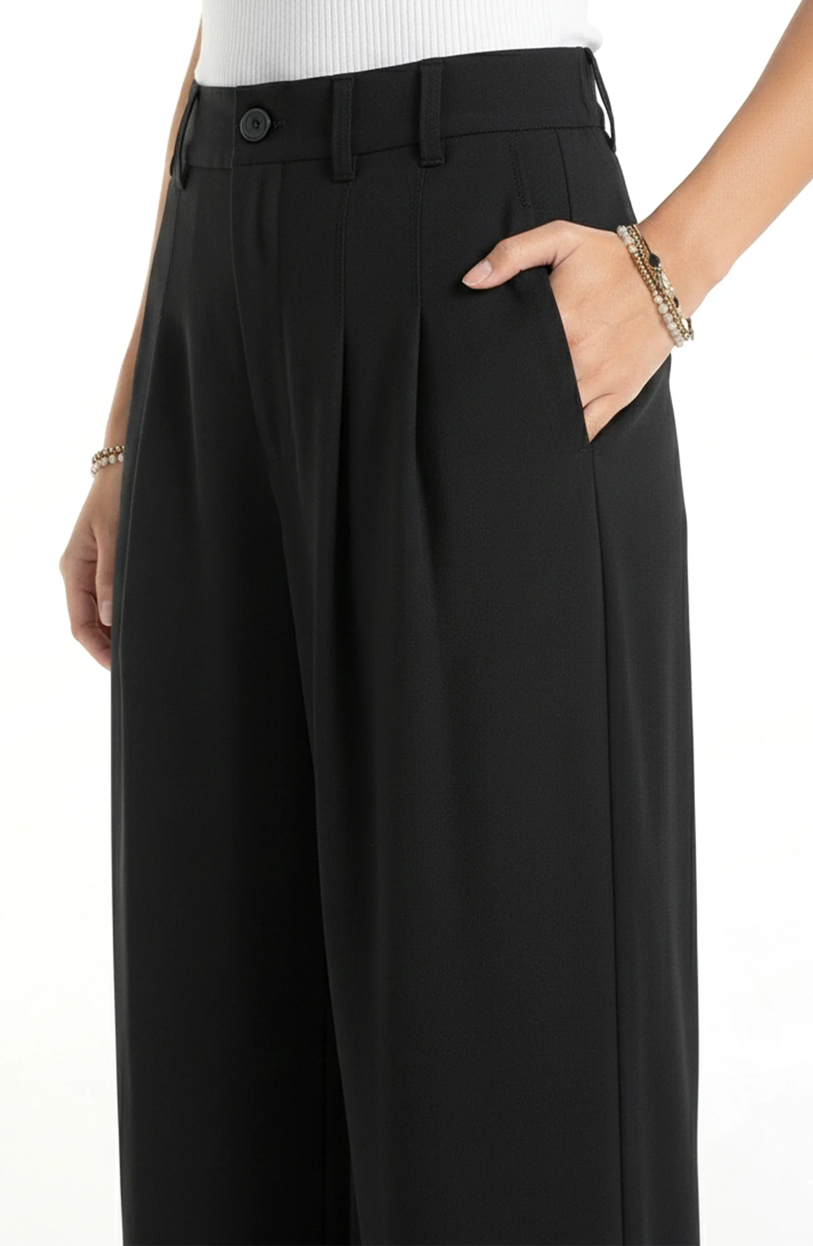 HIGH RISE PLEATED WIDE LEG TROUSER - Image 3