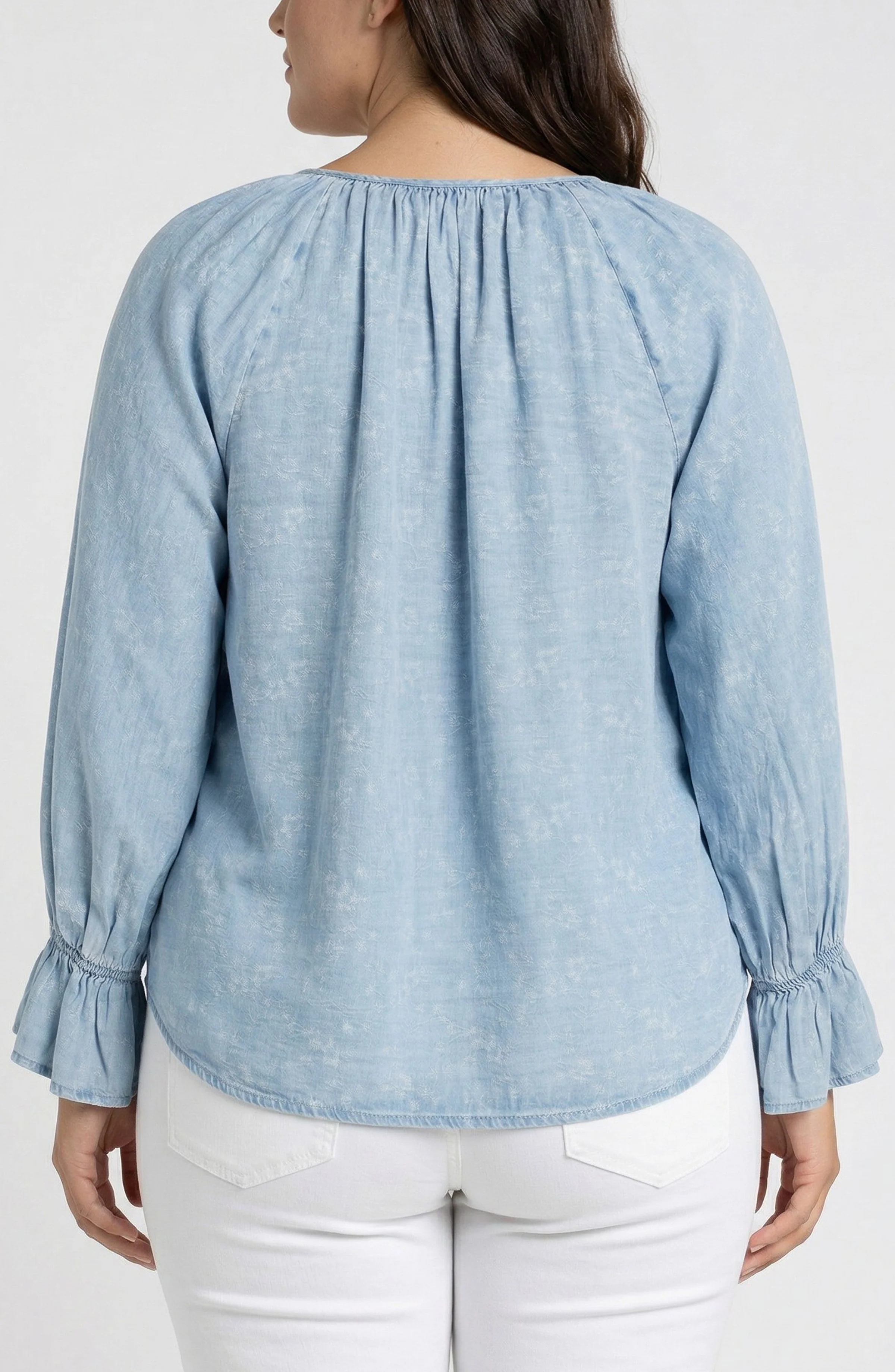 3/4 SLEEVE BUTTON FRONT WOVEN TOP - Image 2