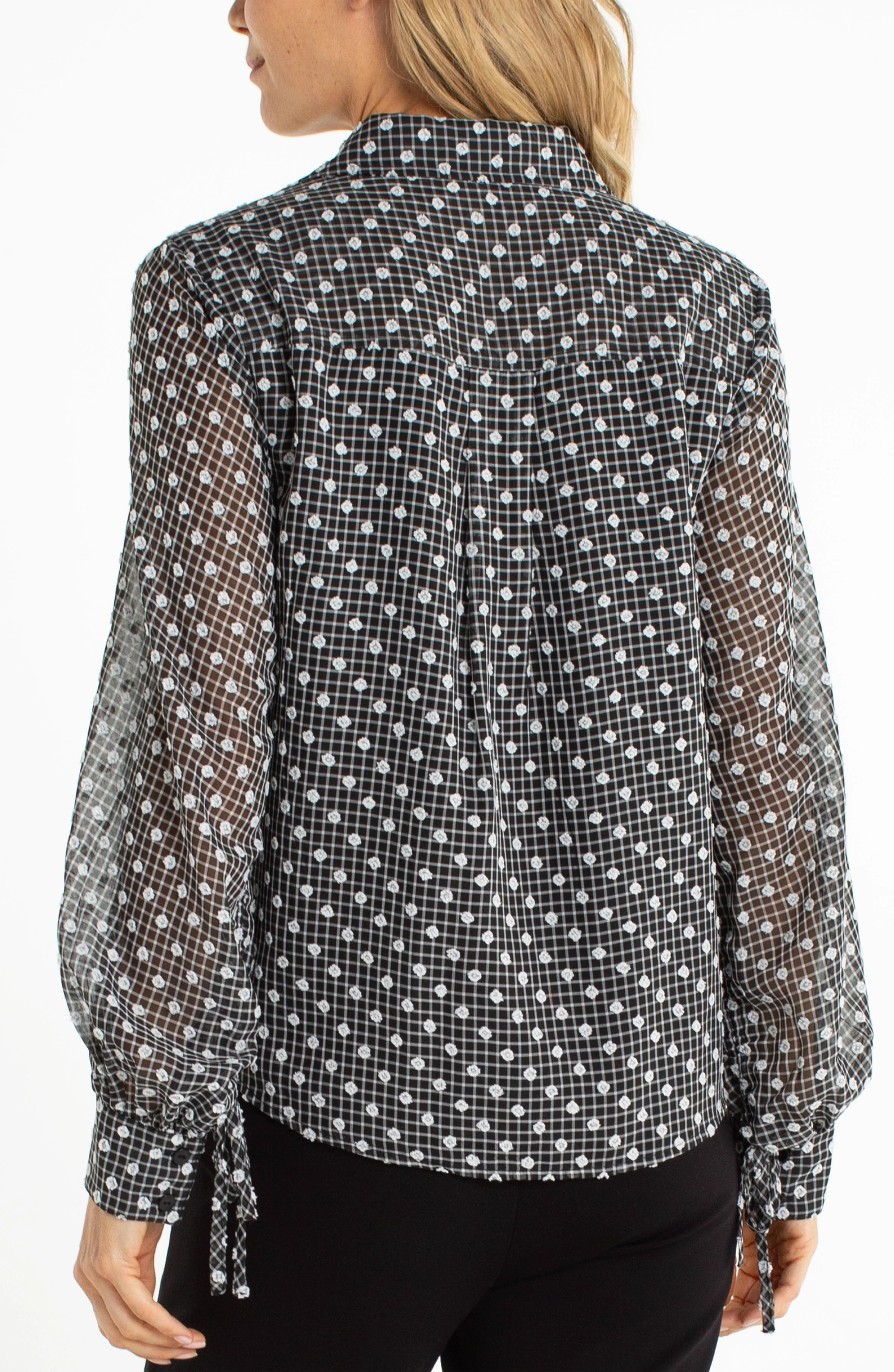 LONG SLEEVE WOVEN BLOUSE W/ SLEEVE TIE - Image 3
