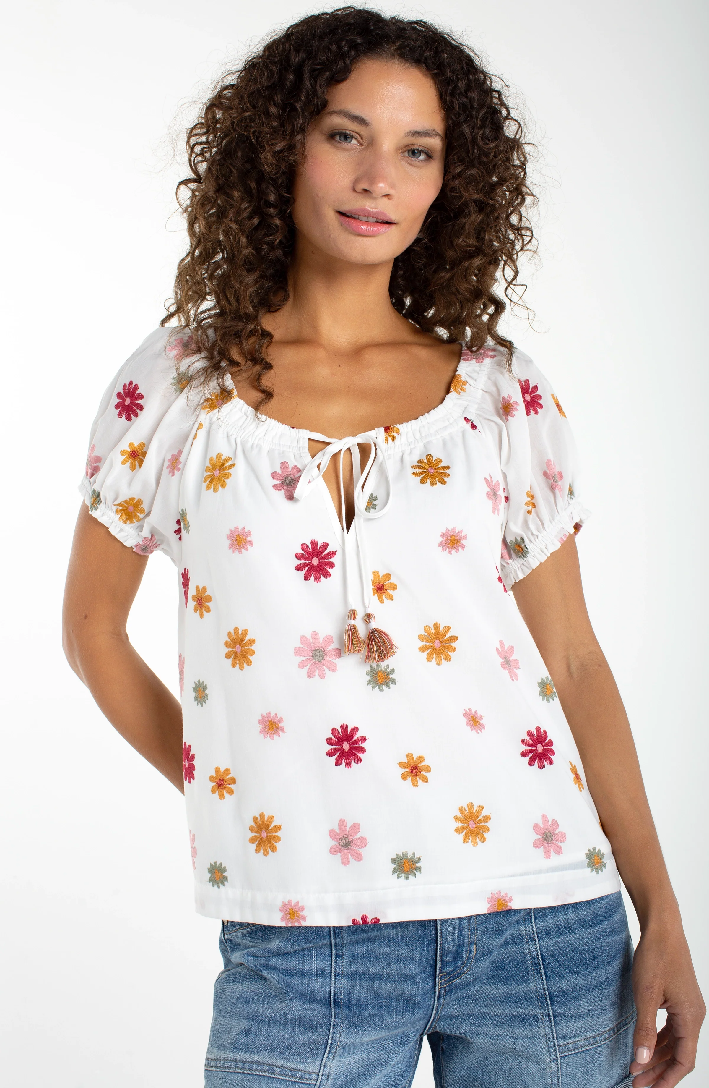 WOVEN TOP WITH FRONT TIE