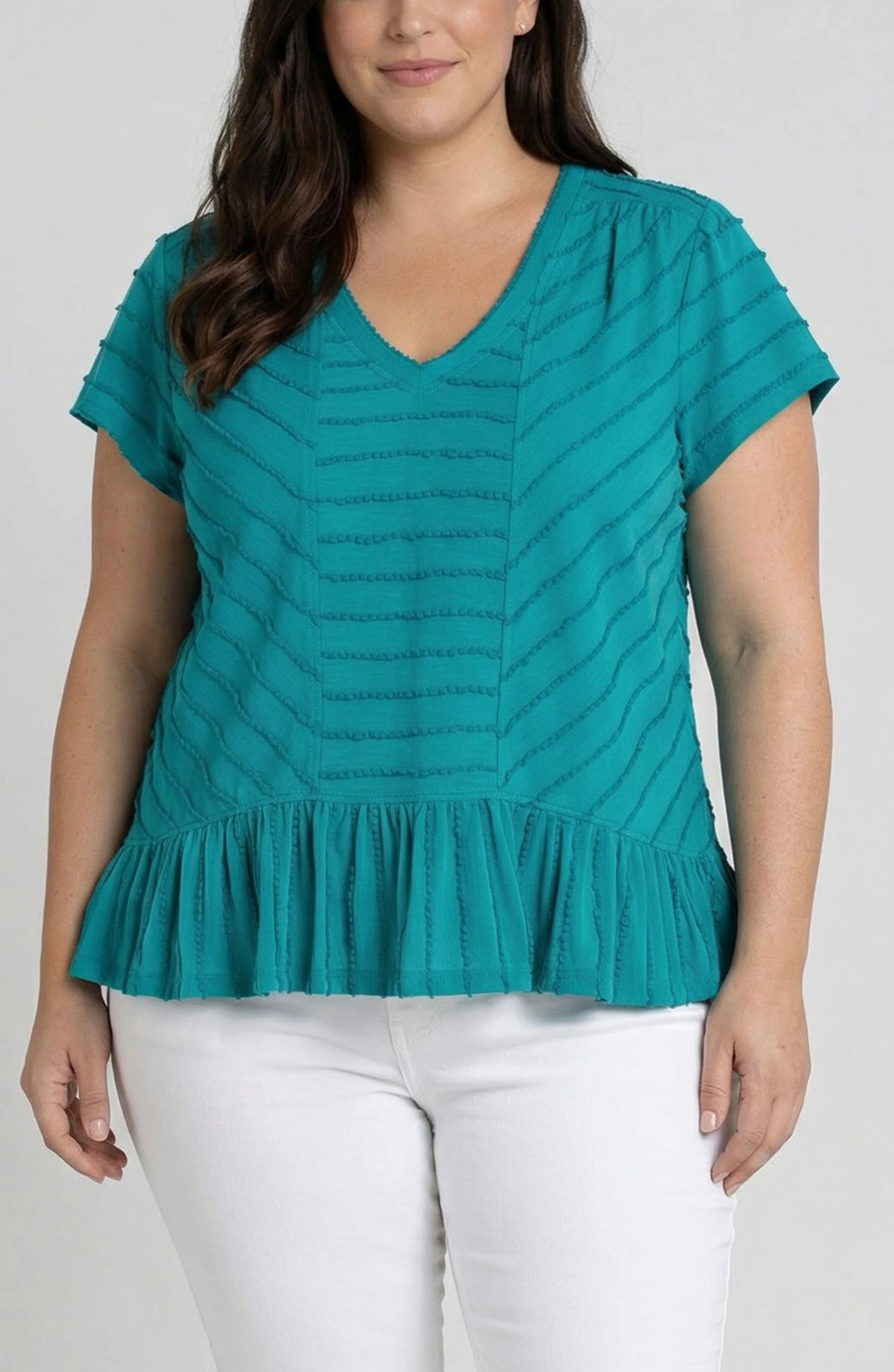 SHORT SLEEVE V-NECK KNIT TOP