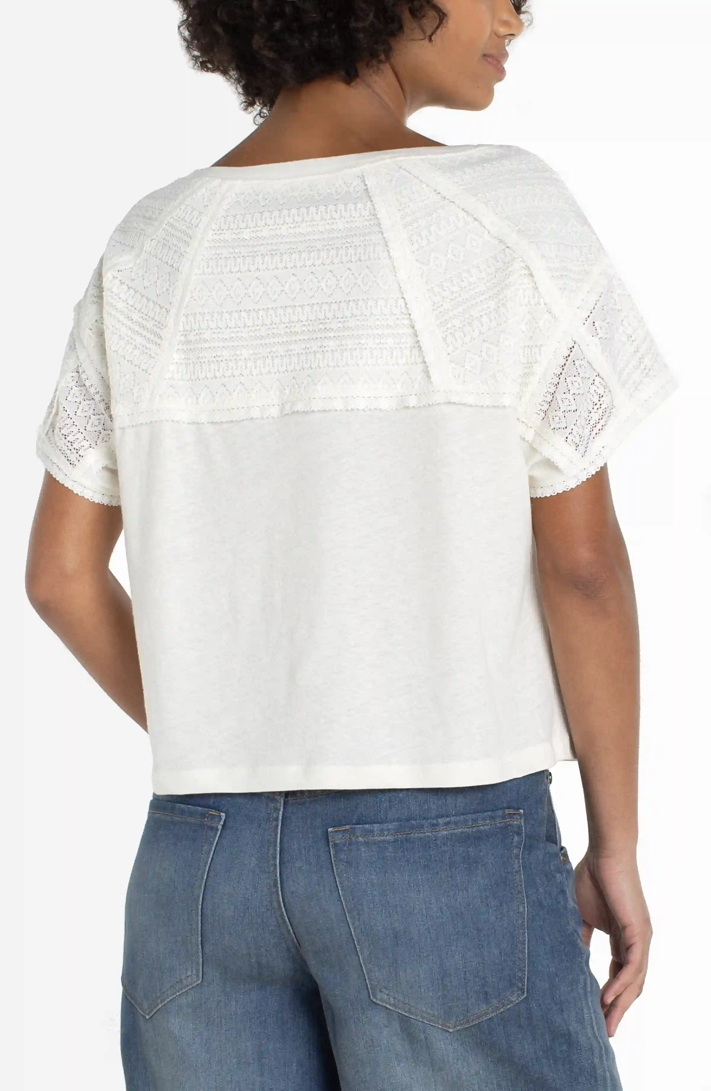DOLMAN BOAT NECK KNIT TOP W/ LACE - Image 2