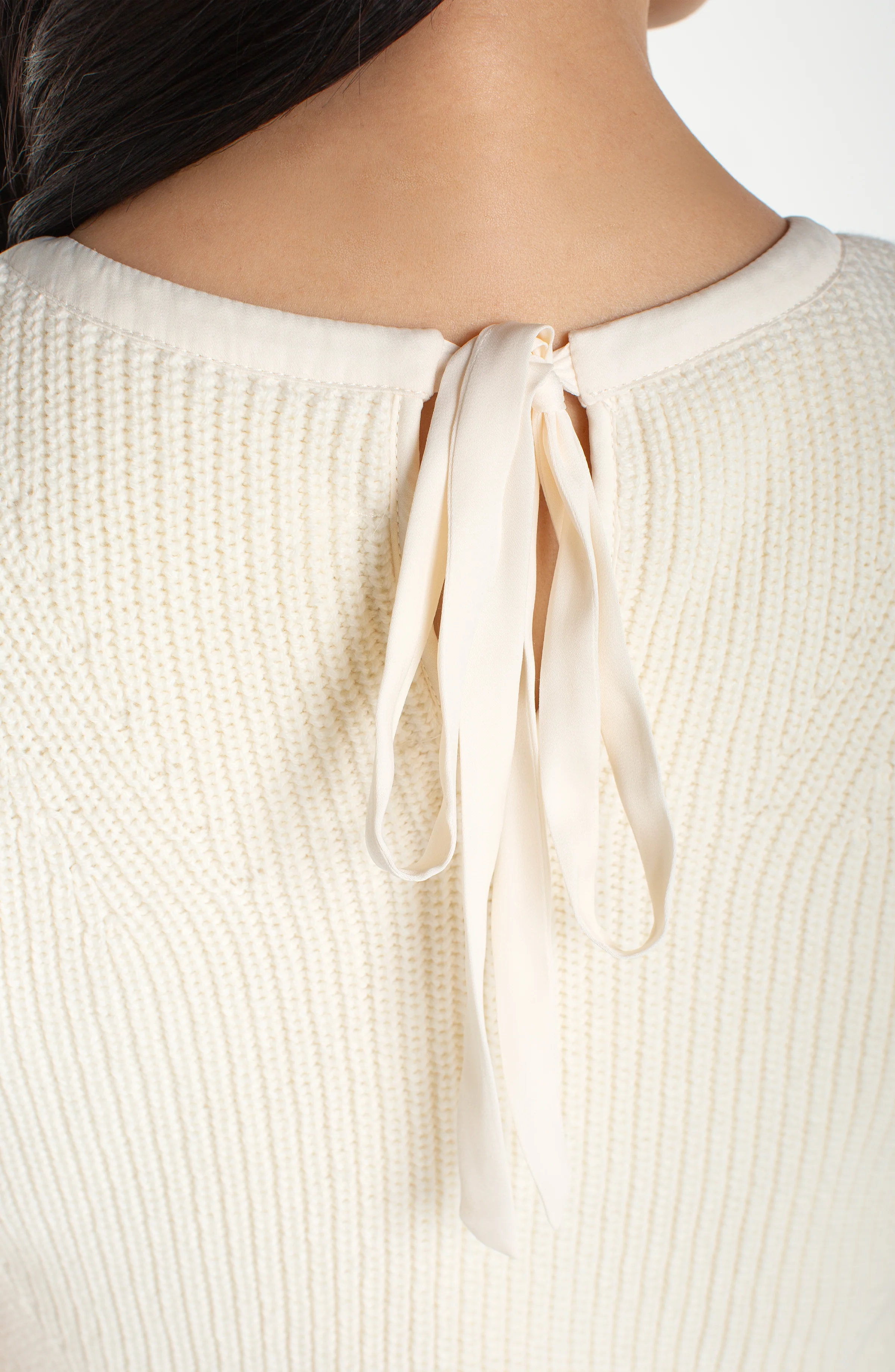 SLEEVELESS TIE BACK SWEATER WOVEN DRESS - Image 3