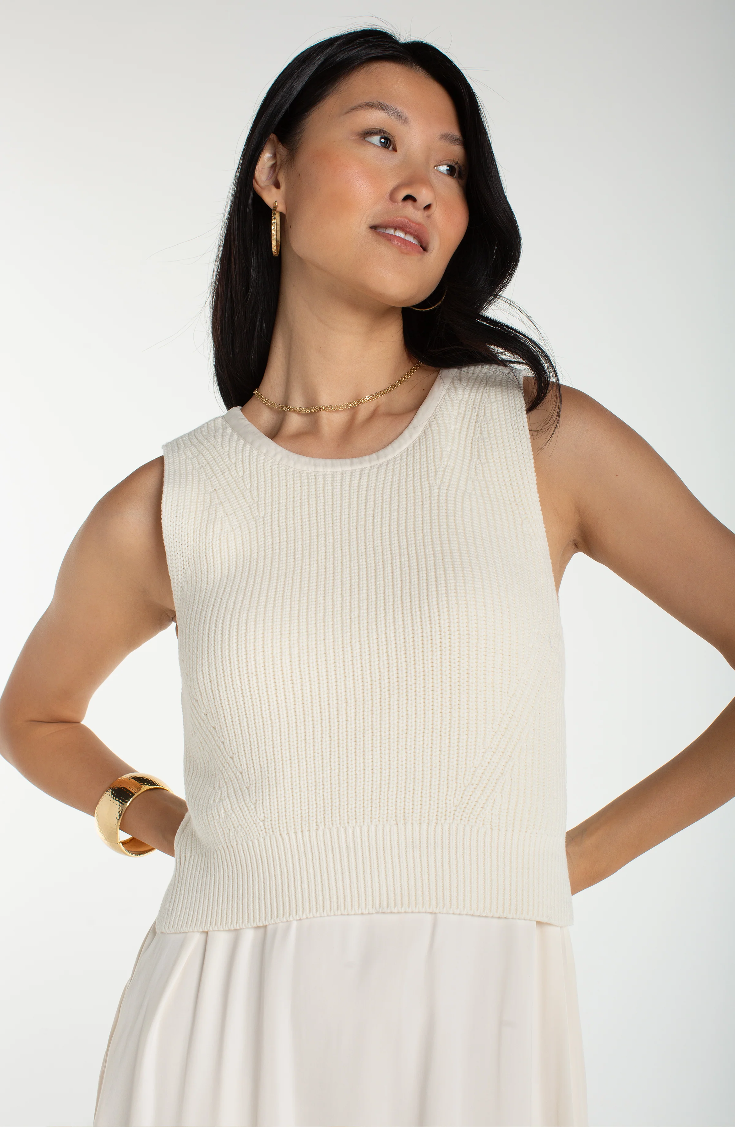 SLEEVELESS TIE BACK SWEATER WOVEN DRESS - Image 6