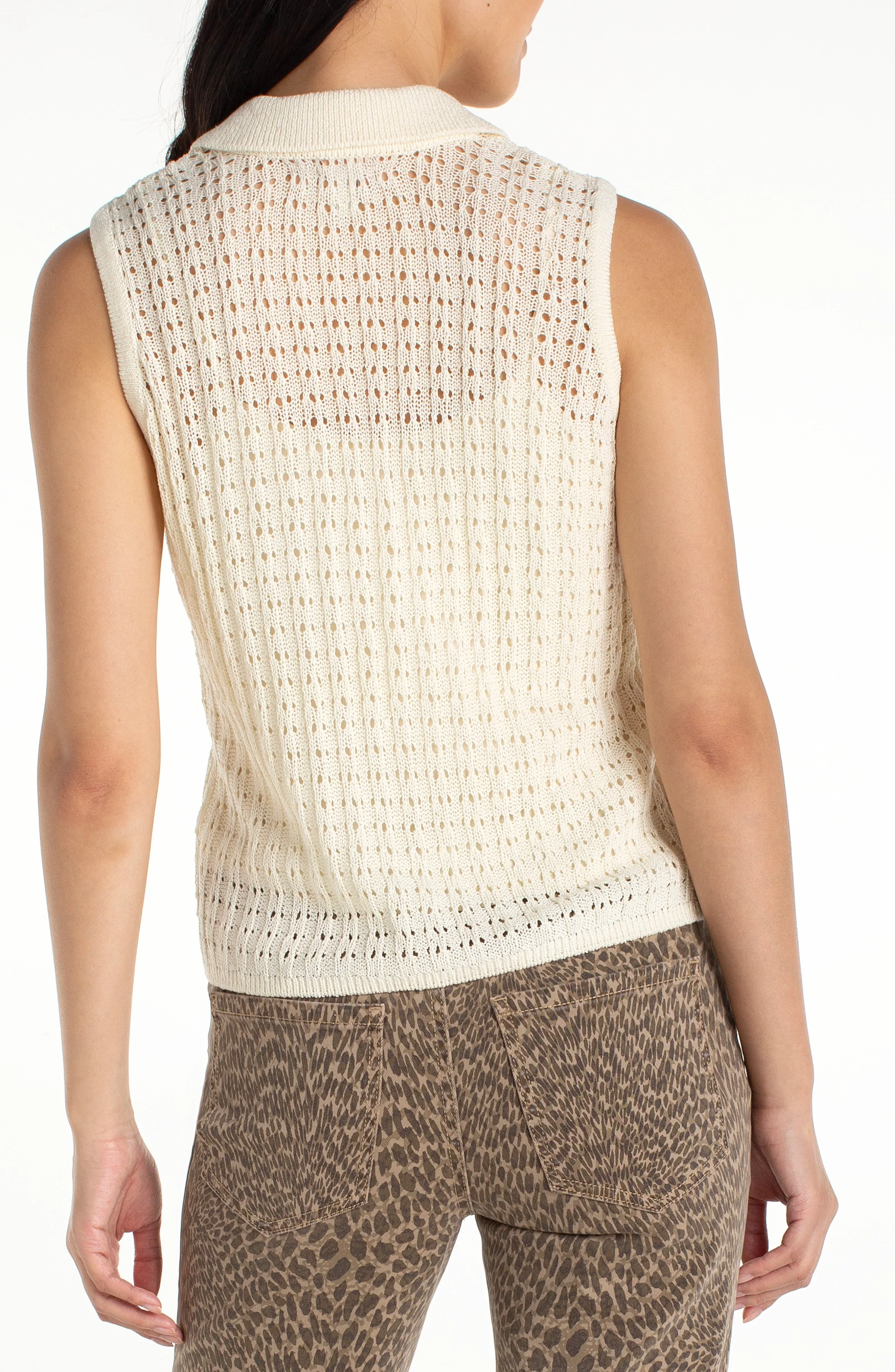 SLEEVELESS JOHNNY COLLAR SWEATER - Image 2