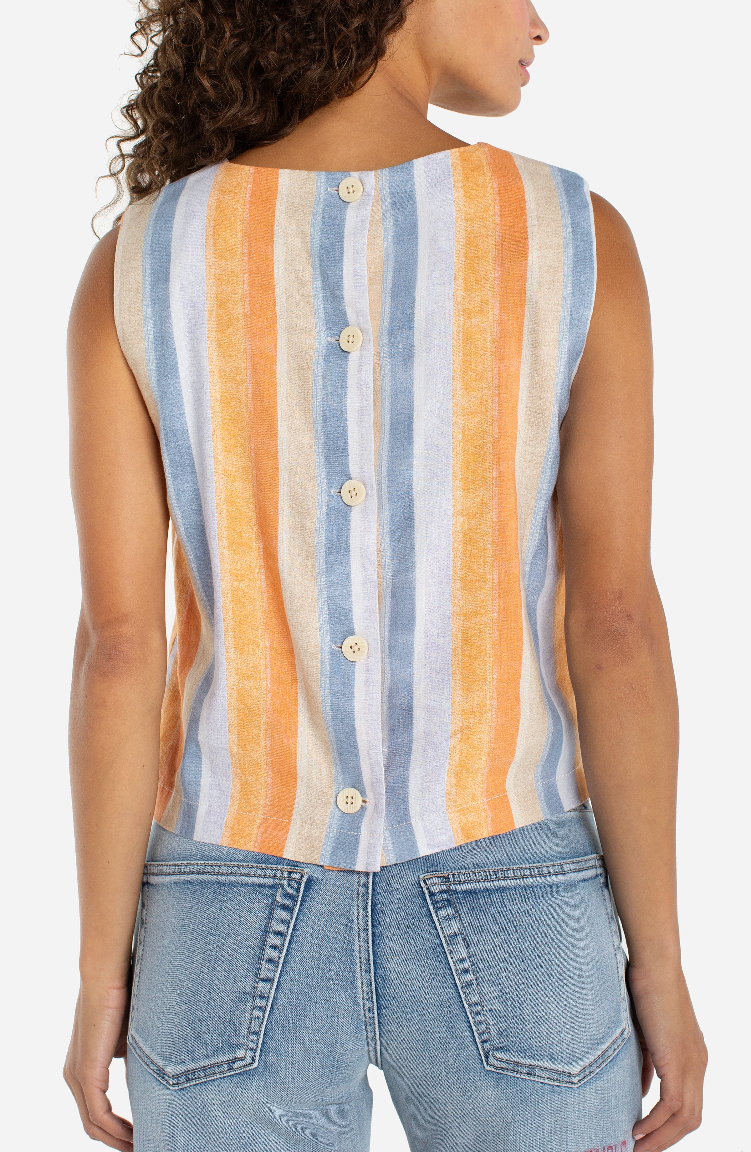 SLEEVELESS SHELL TOP W/ BUTTON BACK - Image 2