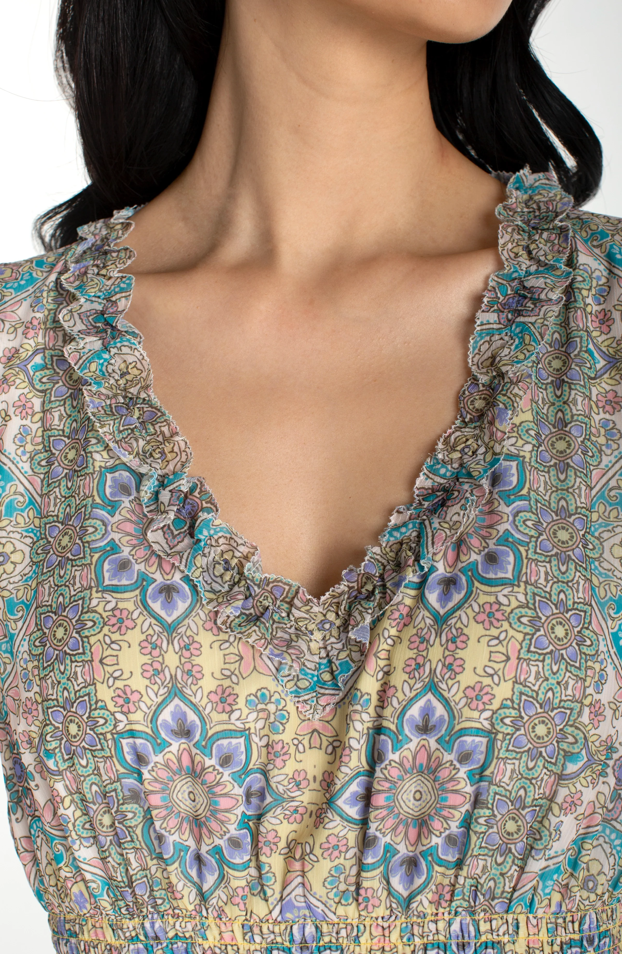 SLEEVELESS SMOCKED WAIST MAXI DRESS - Image 4