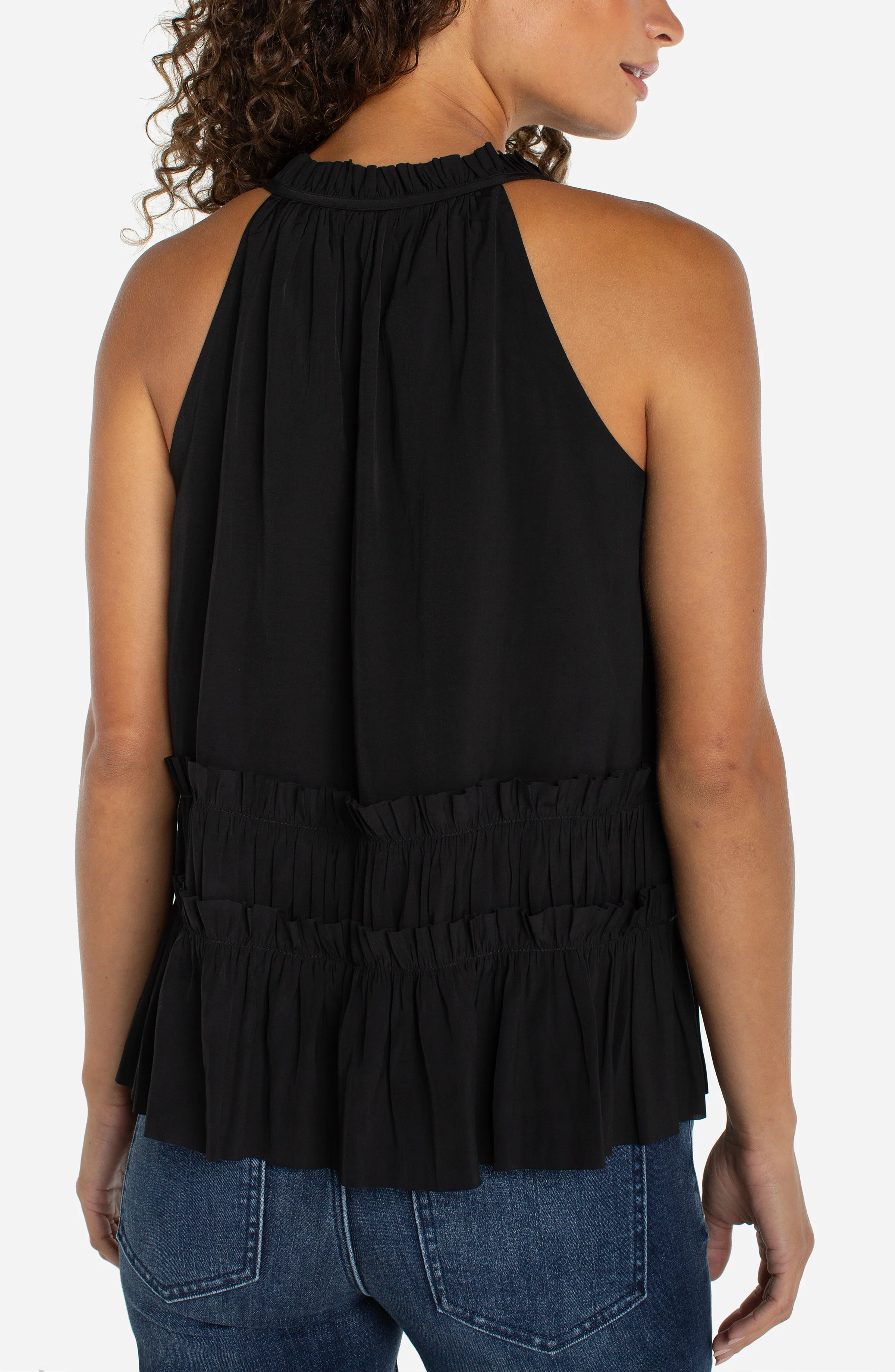 SLEEVELESS WOVEN TOP WITH RUFFLES - Image 2
