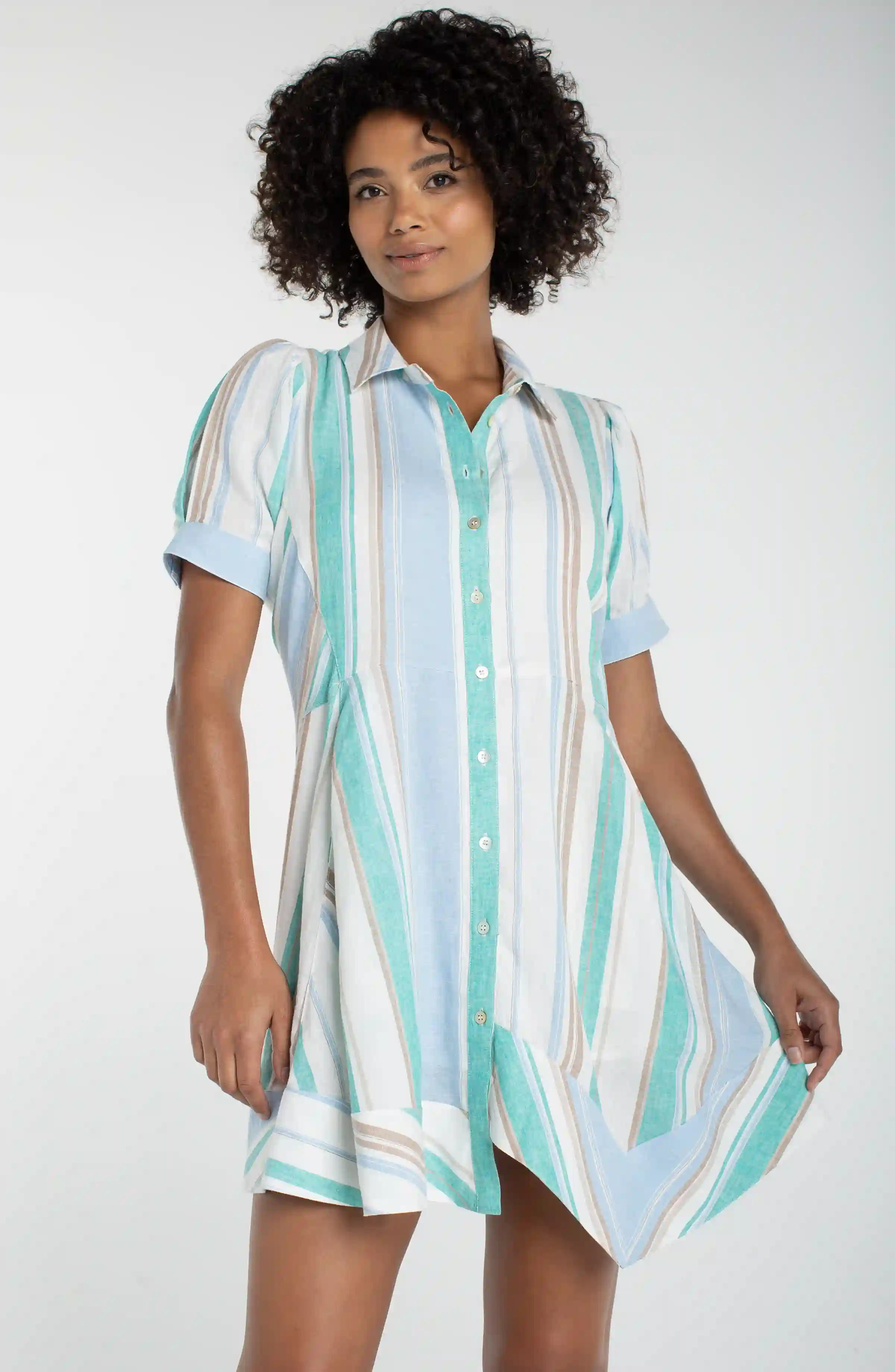 RAGLAN ASYMMETRICAL WOVEN SHIRT DRESS