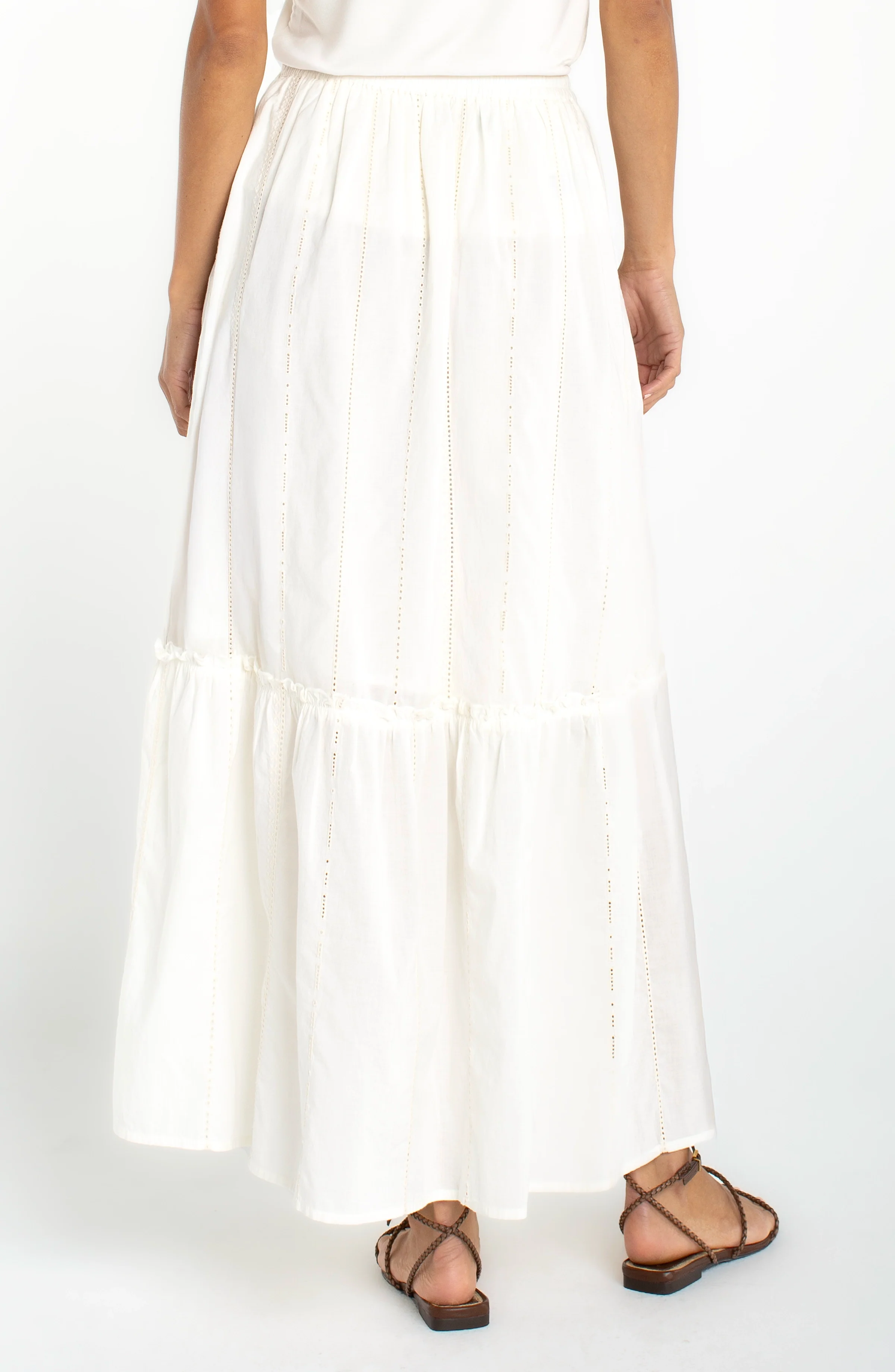 TIERED WOVEN PULL-ON MAXI SKIRT - Image 3